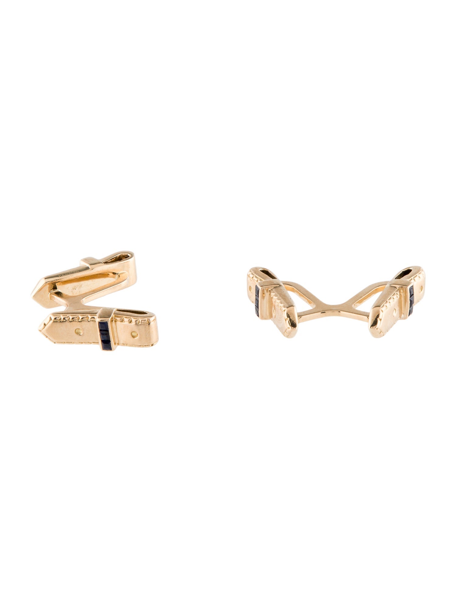 Hermès Vintage 18K Sapphire Buckle Cufflinks