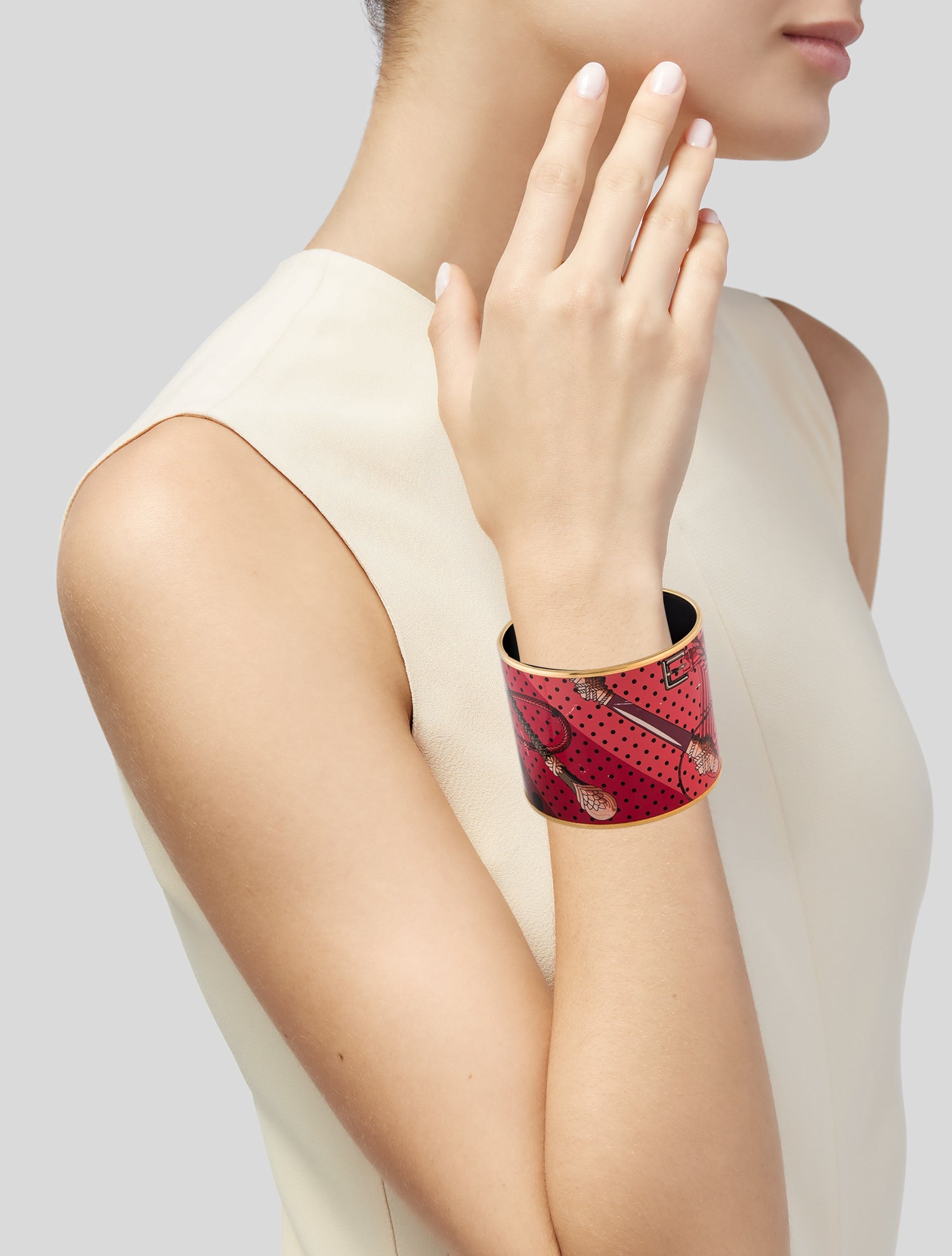 Hermès Enamel Extra Wide Bangle Bracelet