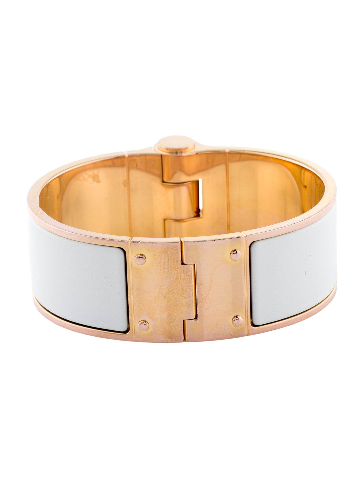Hermès Wide Enamel Hinged Bangle Bracelet
