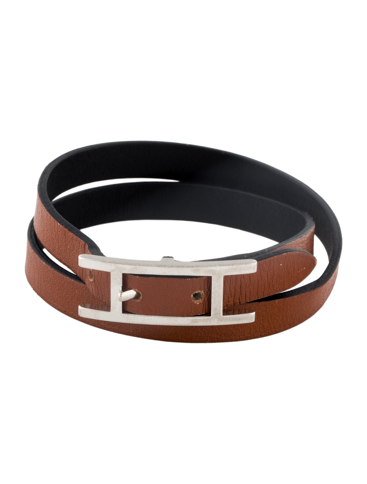 Hermès Leather Behapi Double Tour Wrap Bracelet
