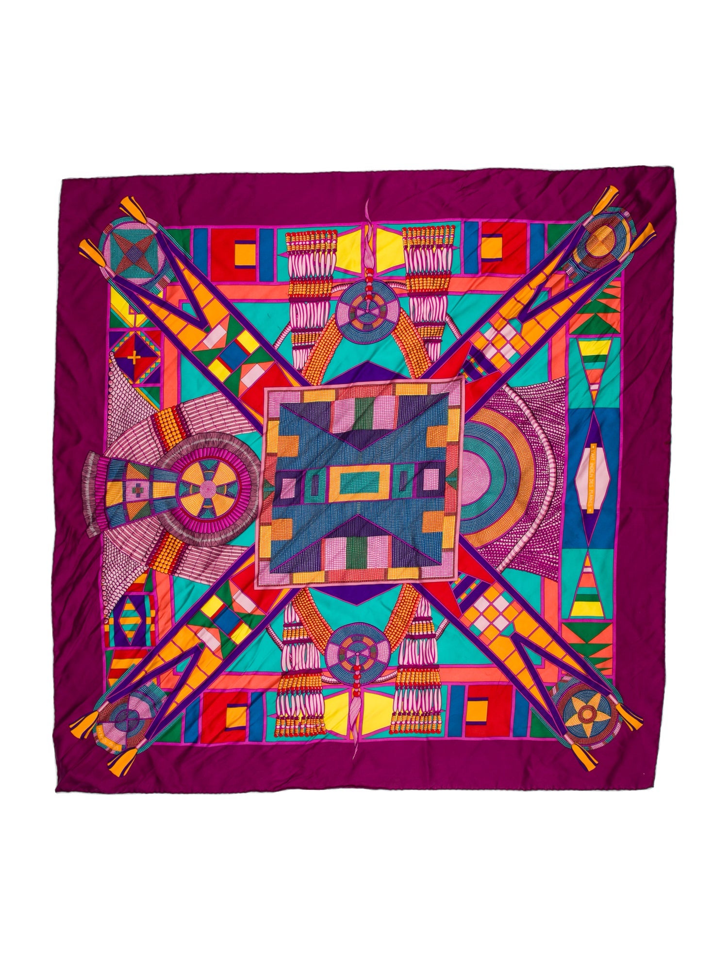Hermès L'Art Indien Des Plaines Silk Scarf