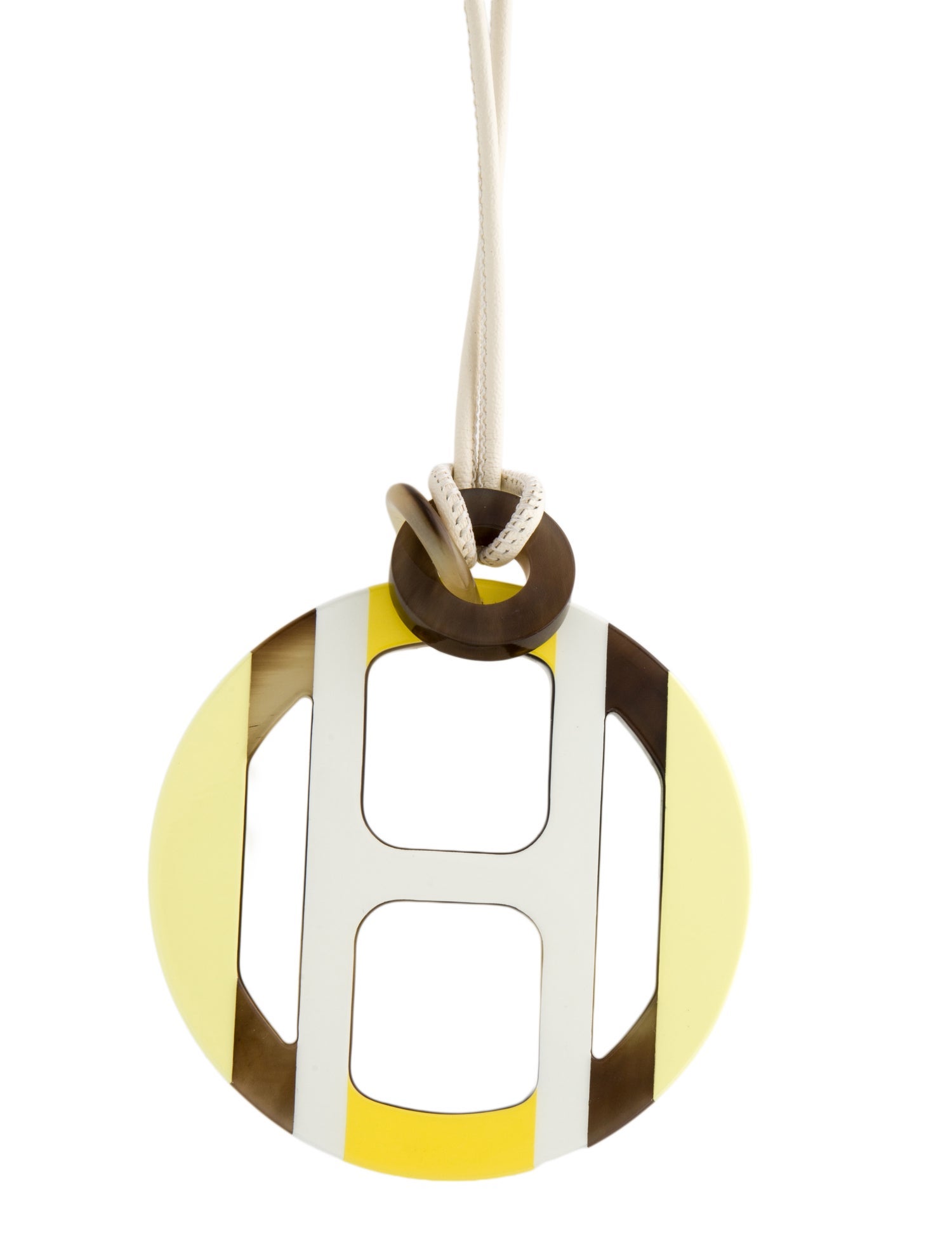 Hermès Lacquer & Horn H Equipe Pendant Necklace