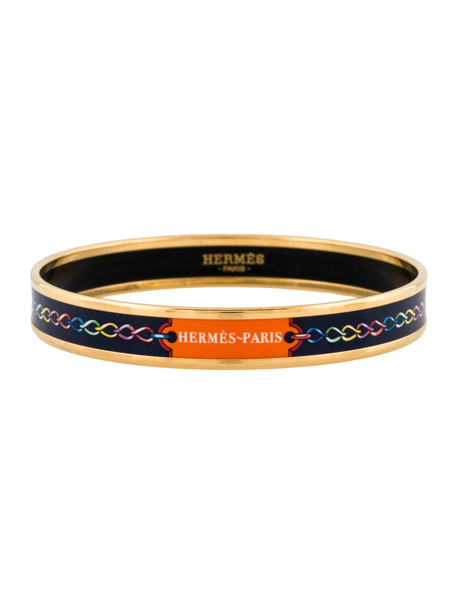 Hermès Narrow Enamel Bangle Bracelet