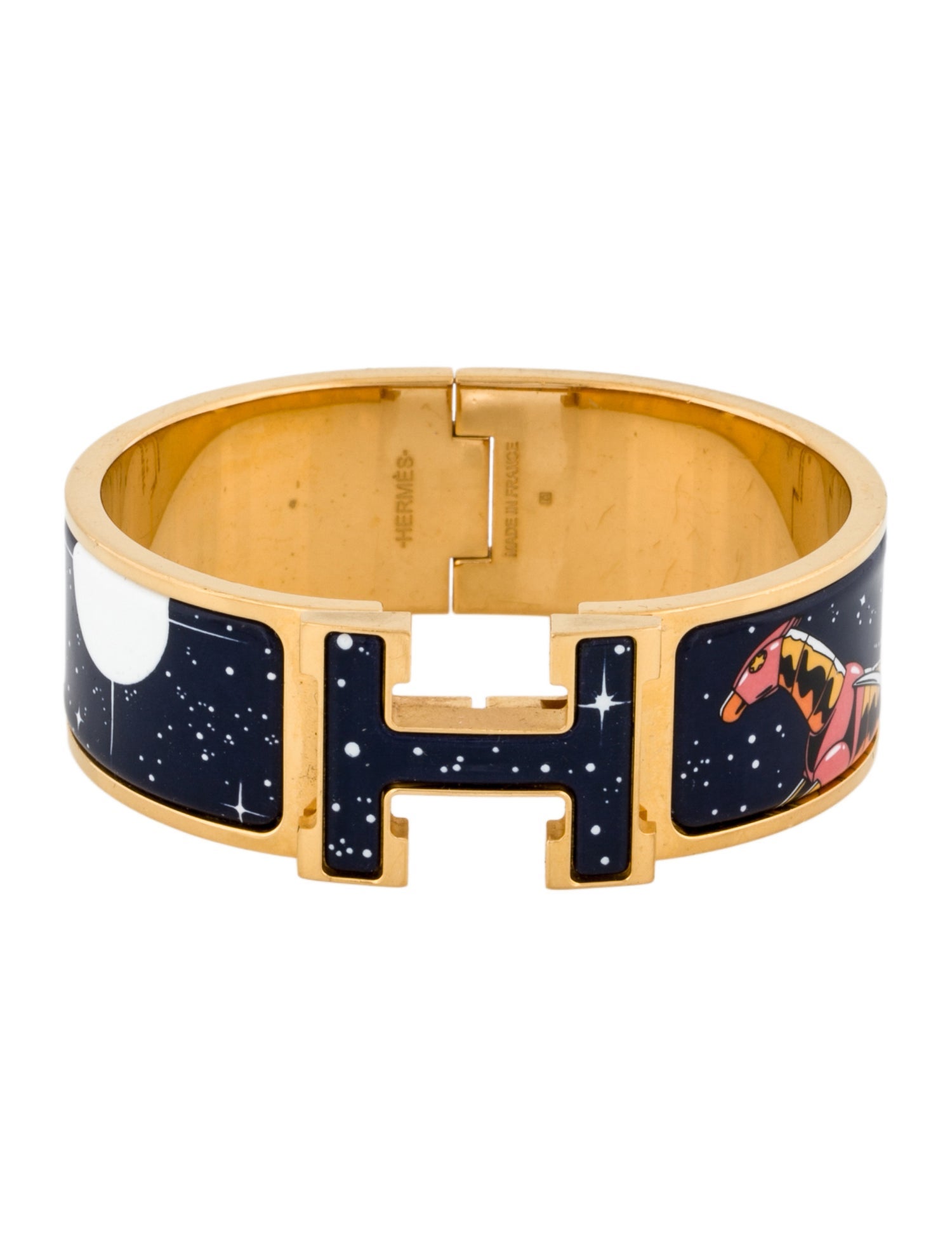 Hermès Clic Clac H w/ Enamel at Turnlock Bangle Bracelet