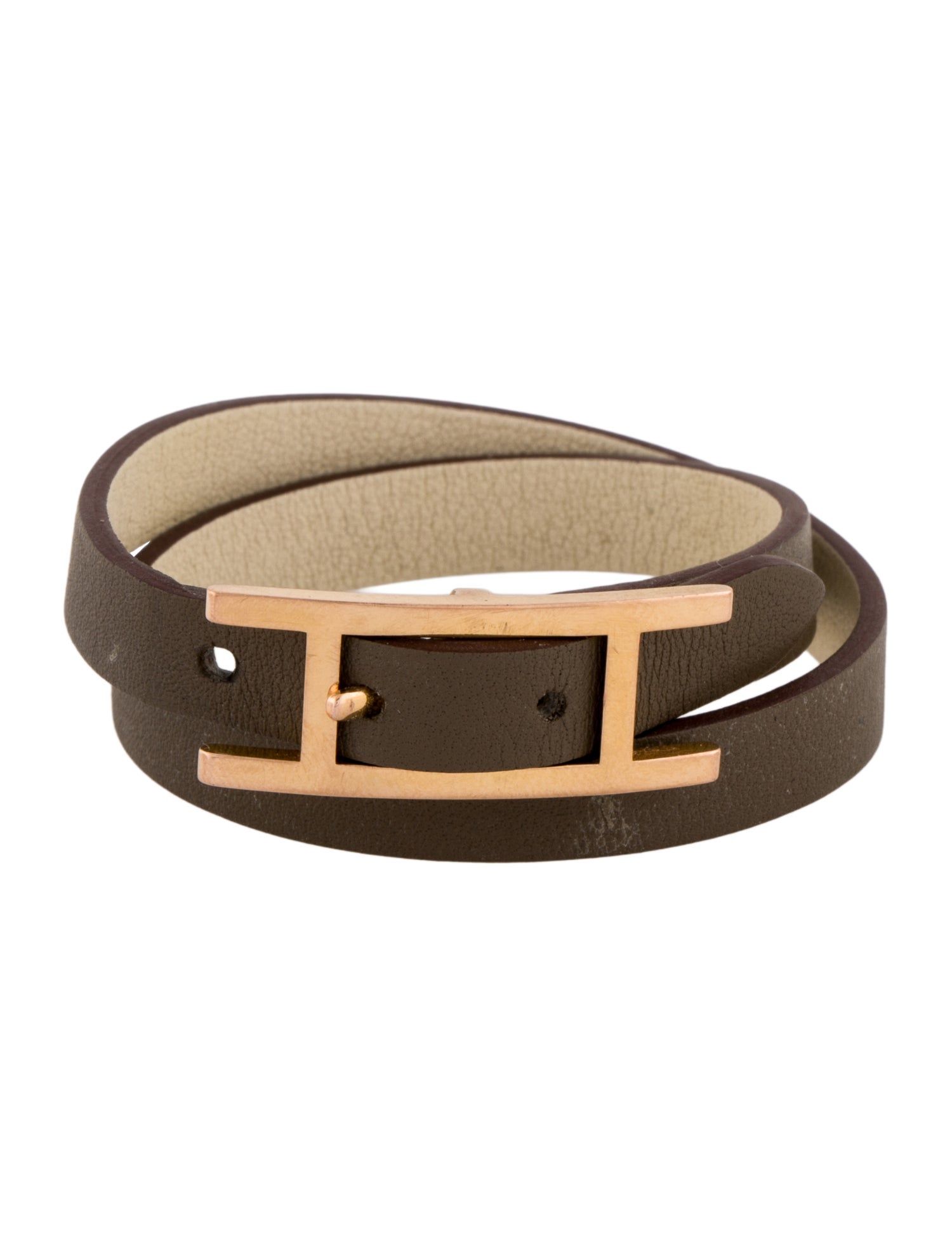 Hermès Leather Behapi Double Tour Wrap Bracelet