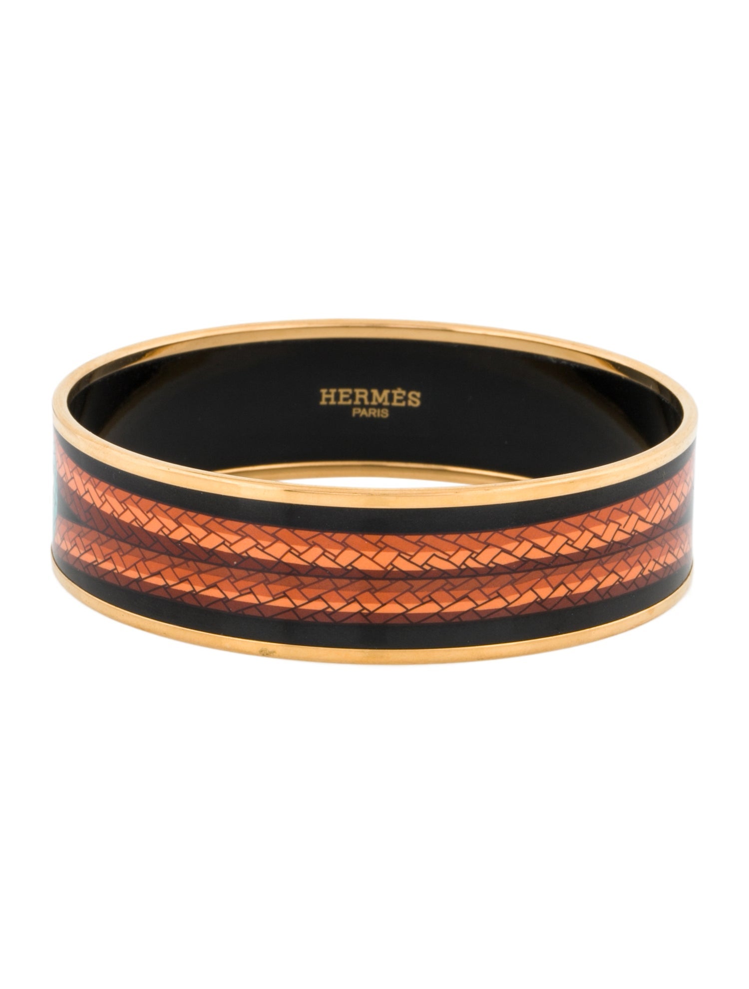 Hermès Wide Enamel Bangle Bracelet
