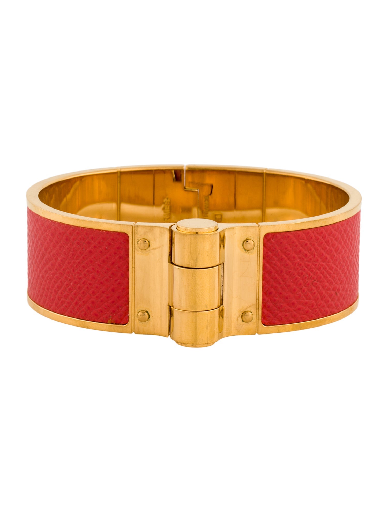 Hermès Leather Epsom Hinged Bangle Bracelet