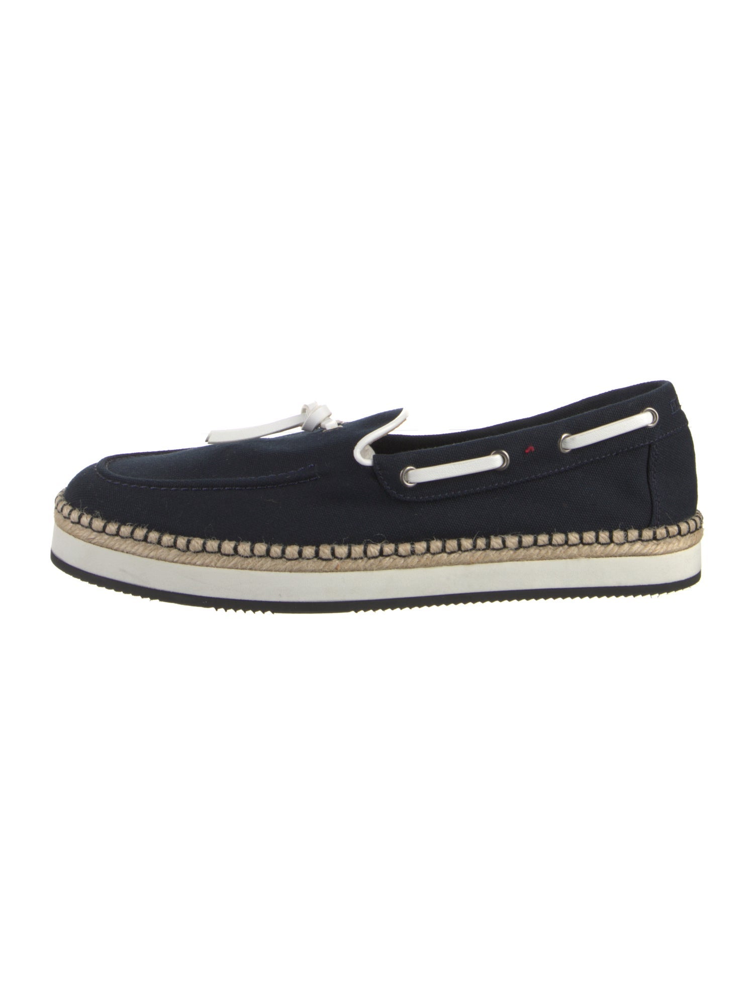 Hermès Canvas Leather Trim Embellishment Boat Shoes