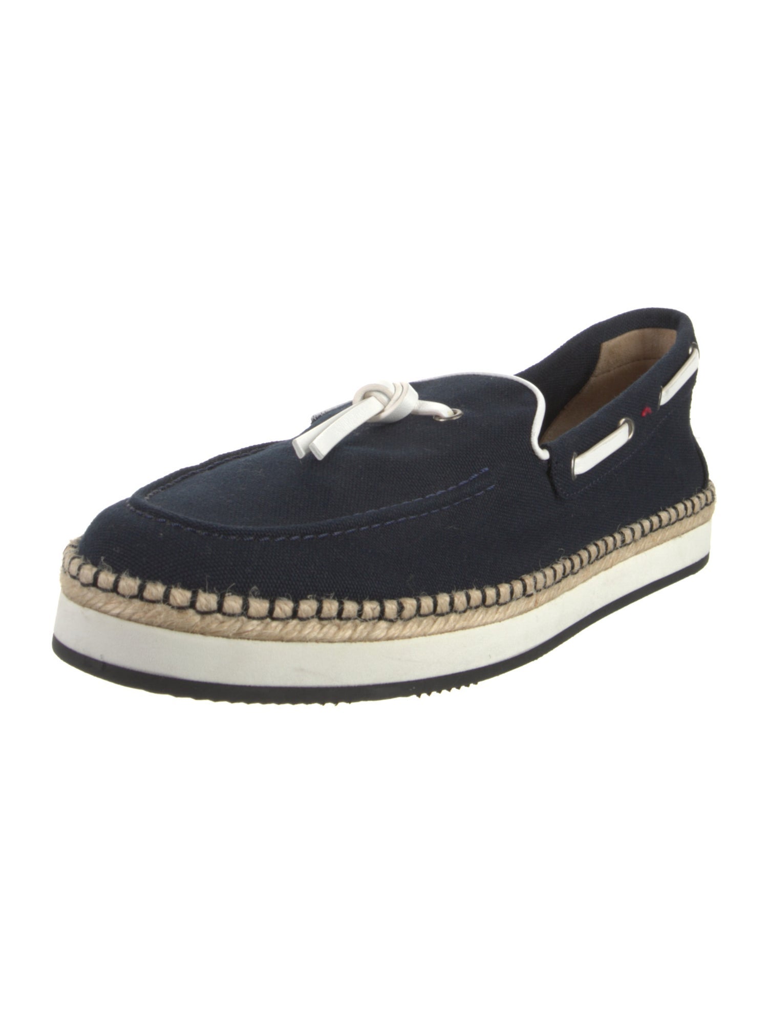Hermès Canvas Leather Trim Embellishment Boat Shoes
