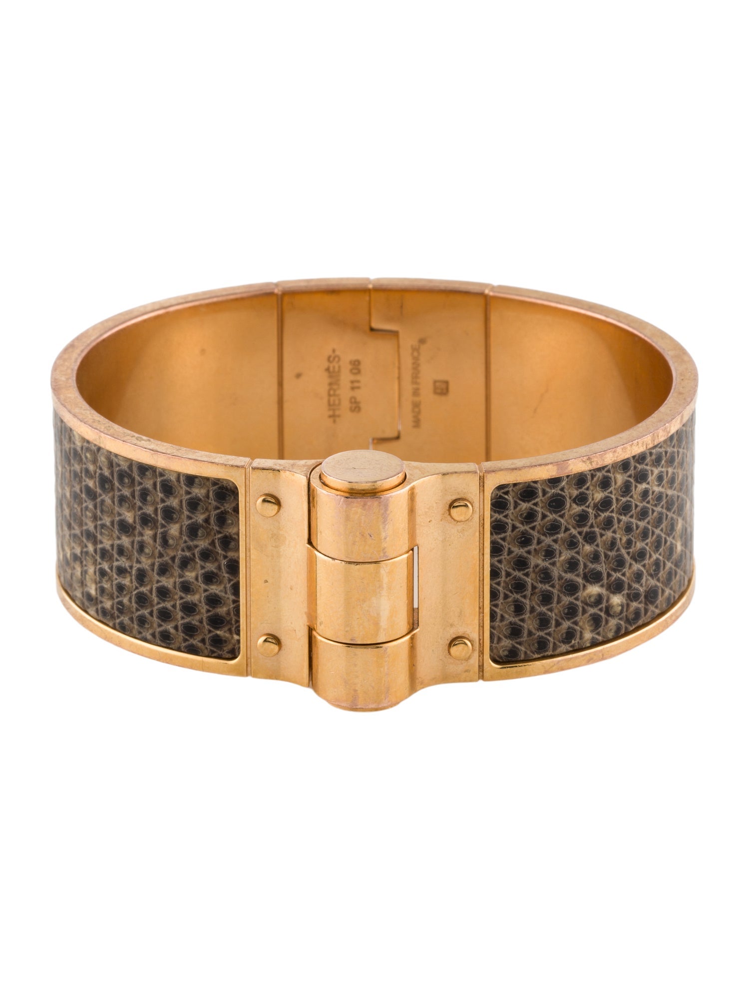 Hermès Lizard Hinged Bracelet