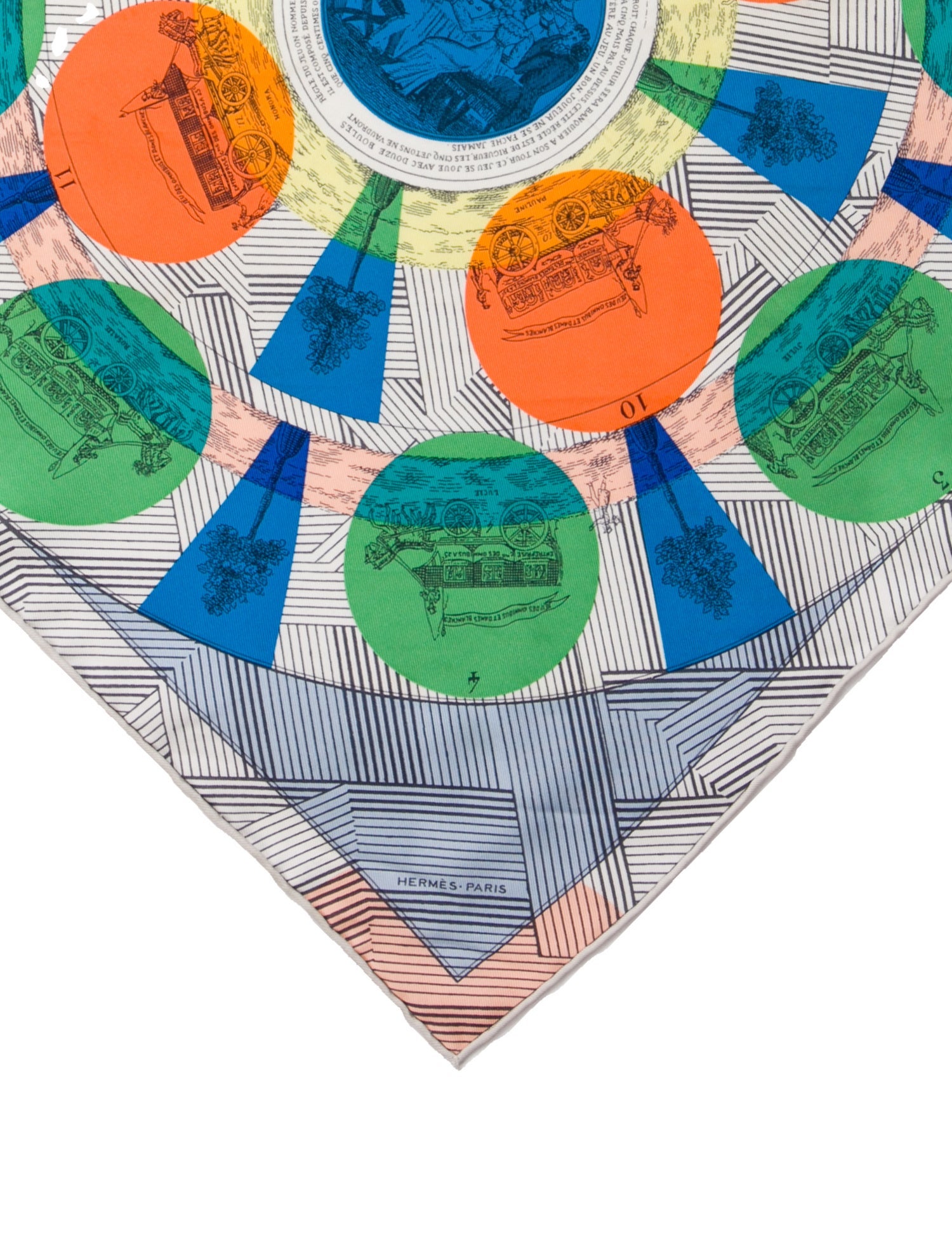 Hermès Jeu des Omnibus et Dames Blanches Handkerchief Silk Scarf