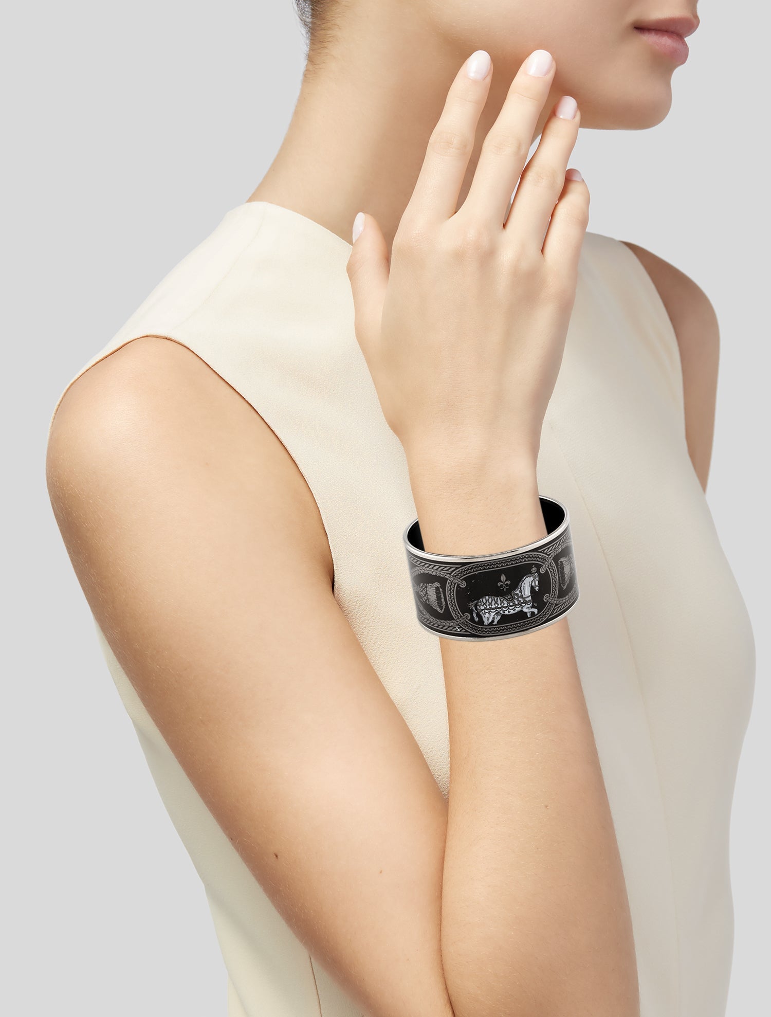 Hermès Extra Wide Enamel Bangle Bracelet