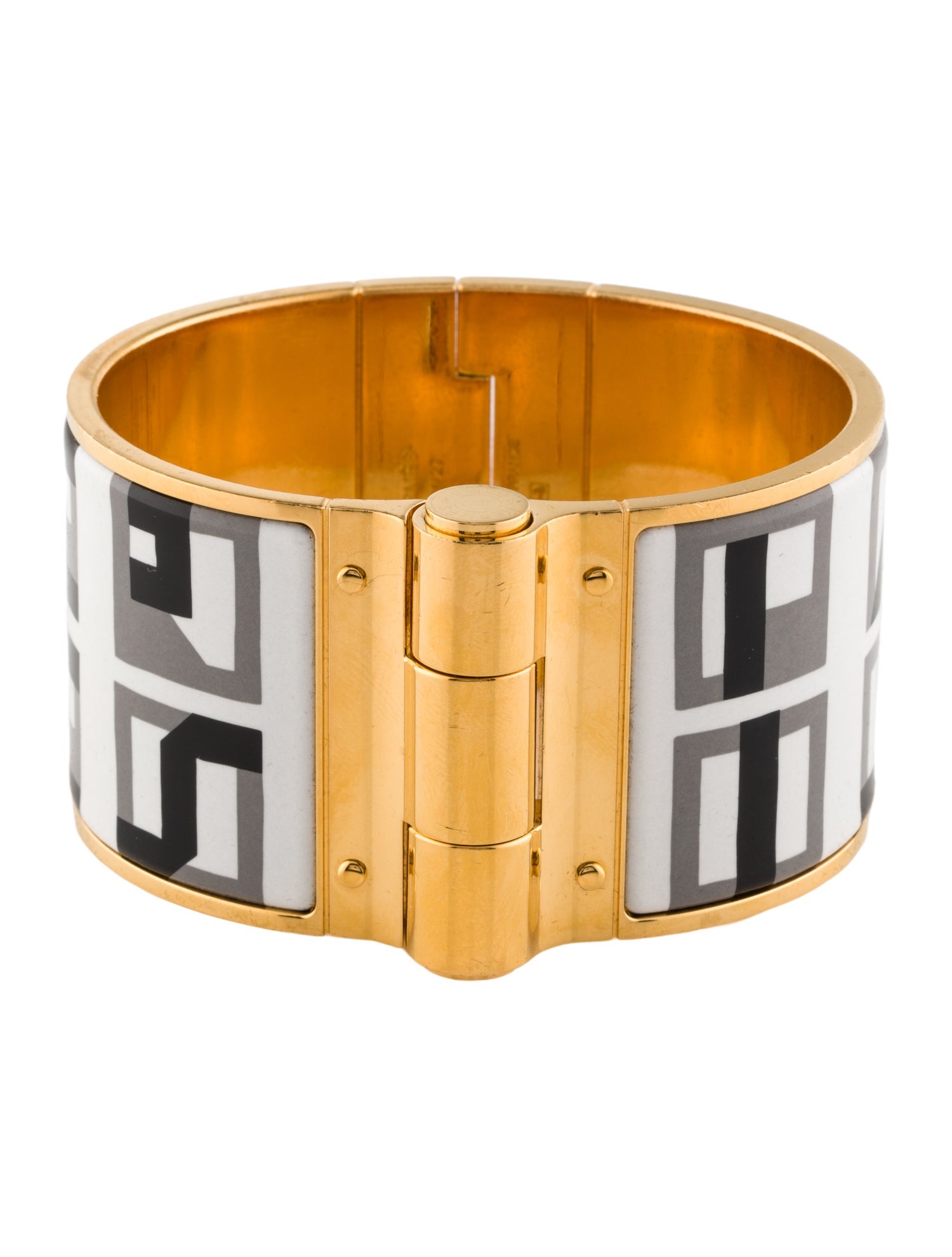 Hermès Extra Wide Enamel Hinged Bangle Bracelet