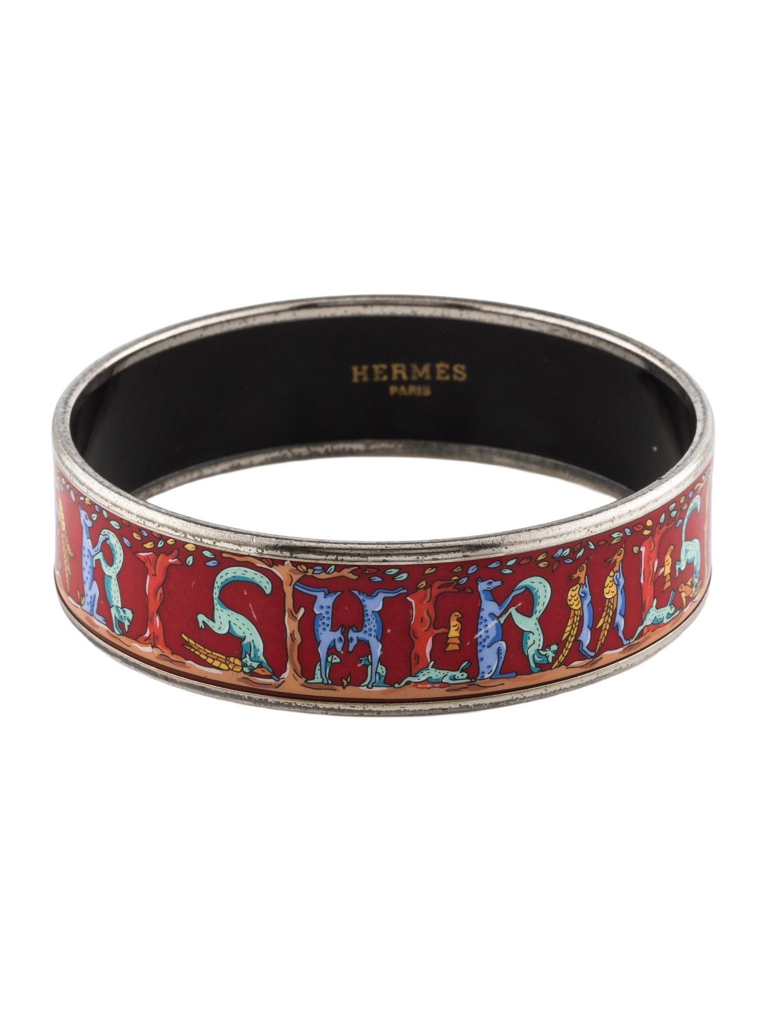Hermès Wide Enamel Bangle Bracelet