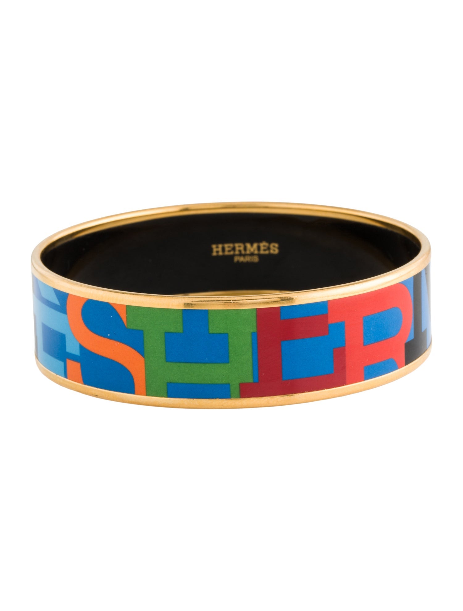 Hermès Enamel Wide Bangle Bracelet
