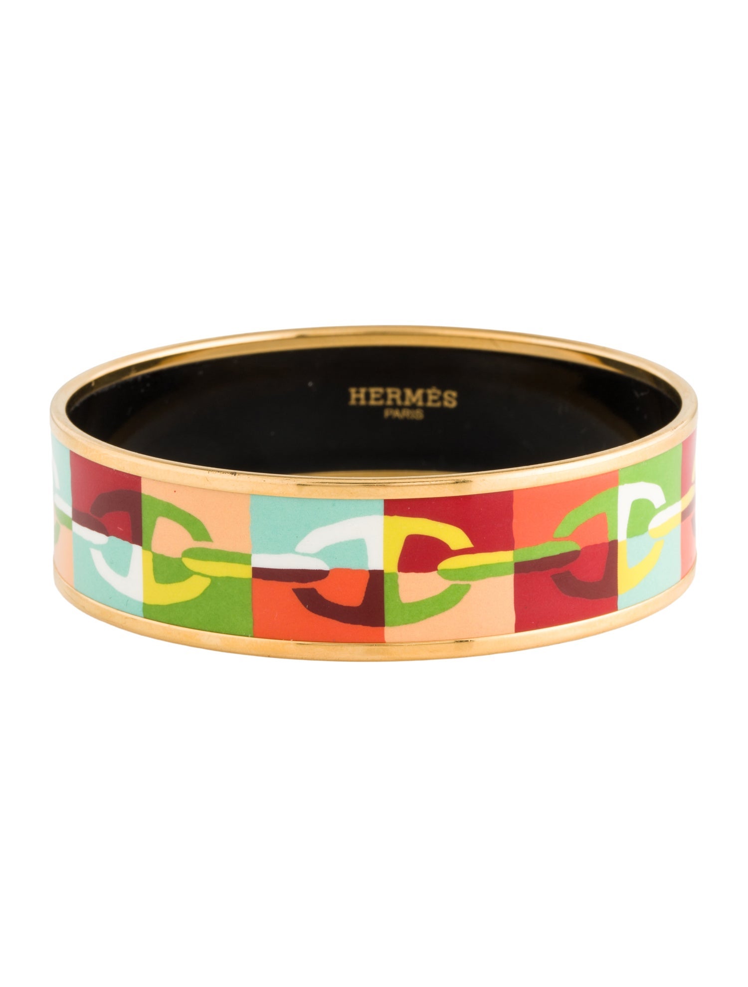 Hermès Enamel Wide Bangle Bracelet