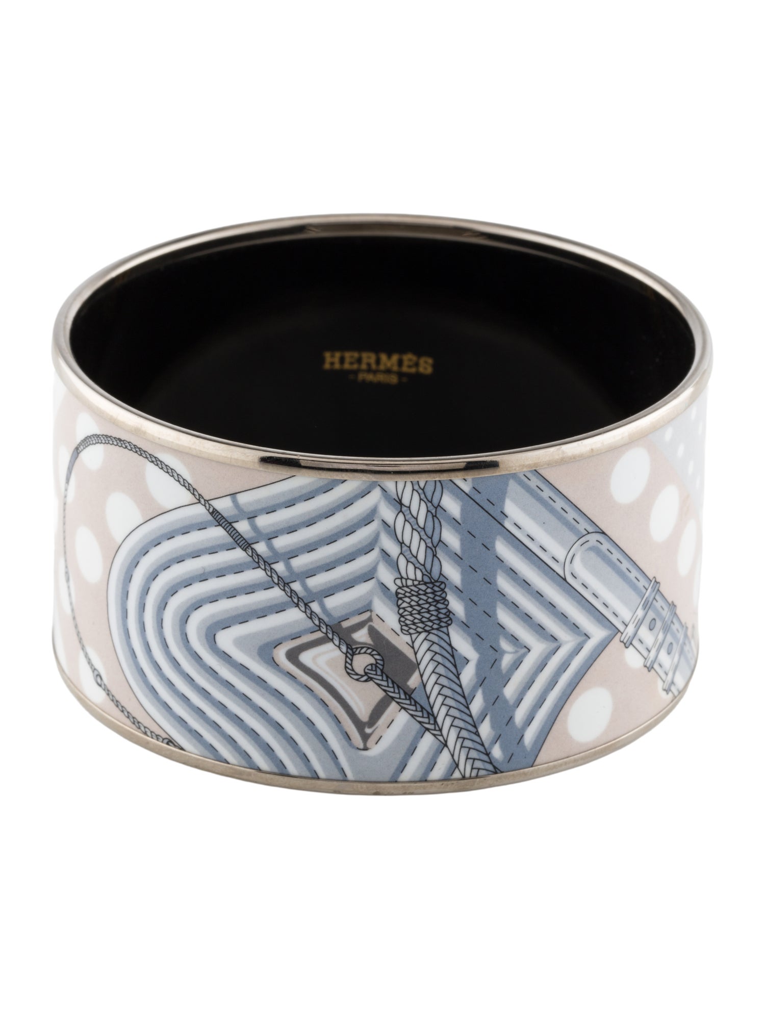 Hermès Wide Enamel 'Clic Clac a Pois' Bangle Bracelet