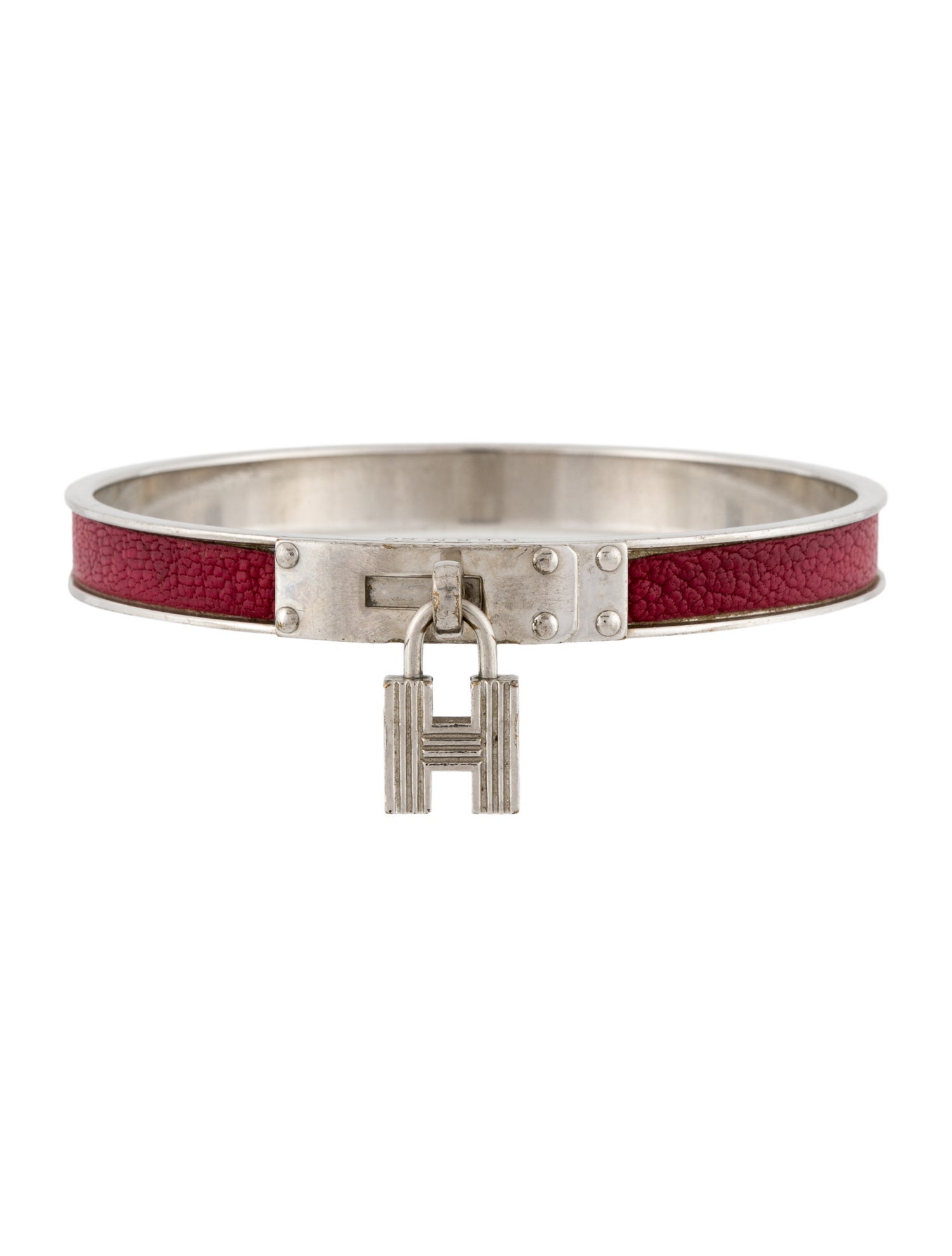 Hermès Leather Vintage Kelly Cadena H Lock Bangle Bracelet