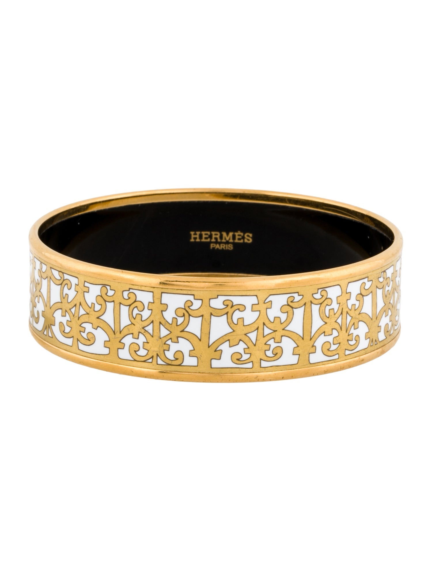 Hermès Wide Enamel Balcons Du Guadalquivir Bangle Bracelet