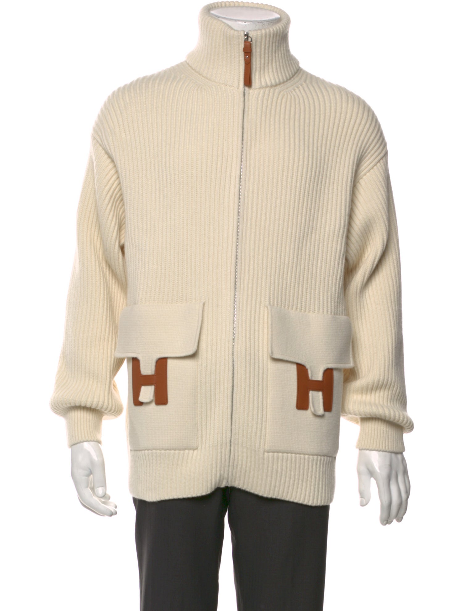 Hermès Virgin Wool Turtleneck Cardigan w/ Tags