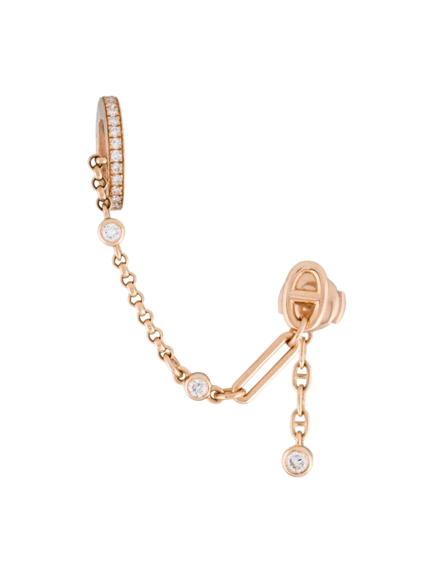 Hermès 18K Diamond Chaine d'Ancre Chaos Right Single Earring