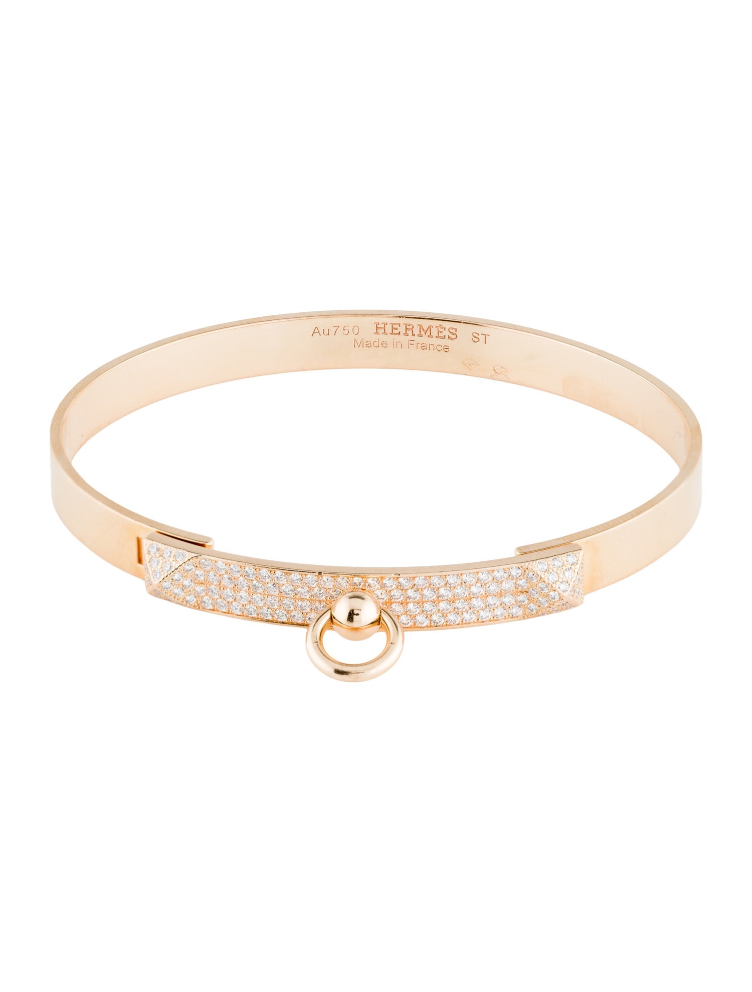 Hermès 18K Diamond Small Collier de Chien Bracelet