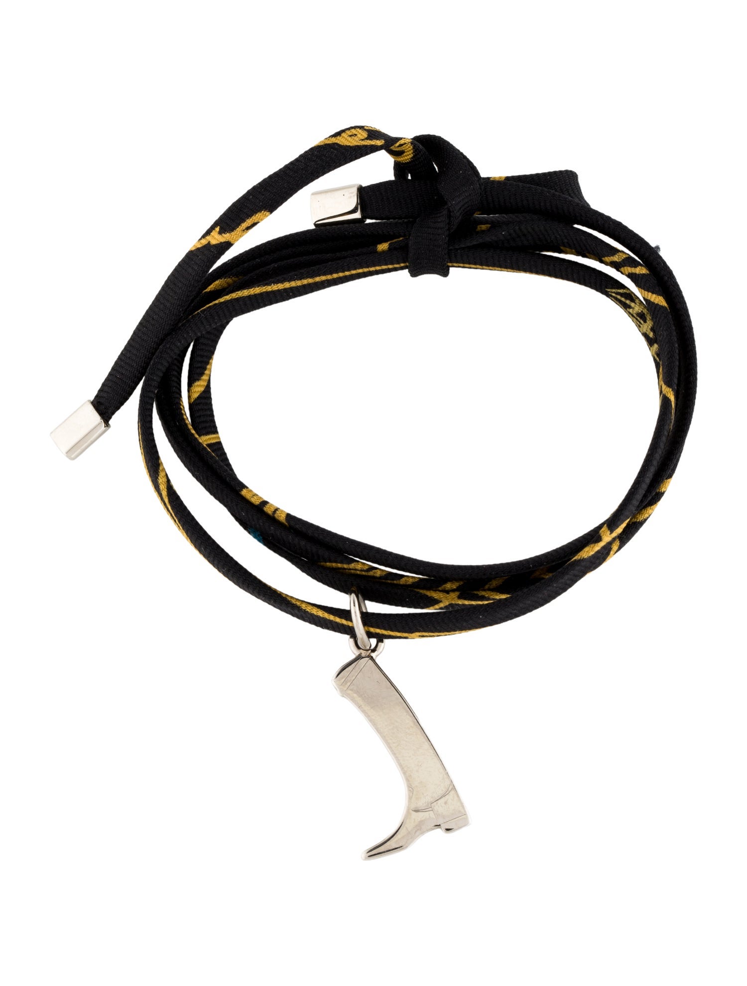 Hermès Silk Tourbillon de Couleurs Boot Charm Wrap Bracelet