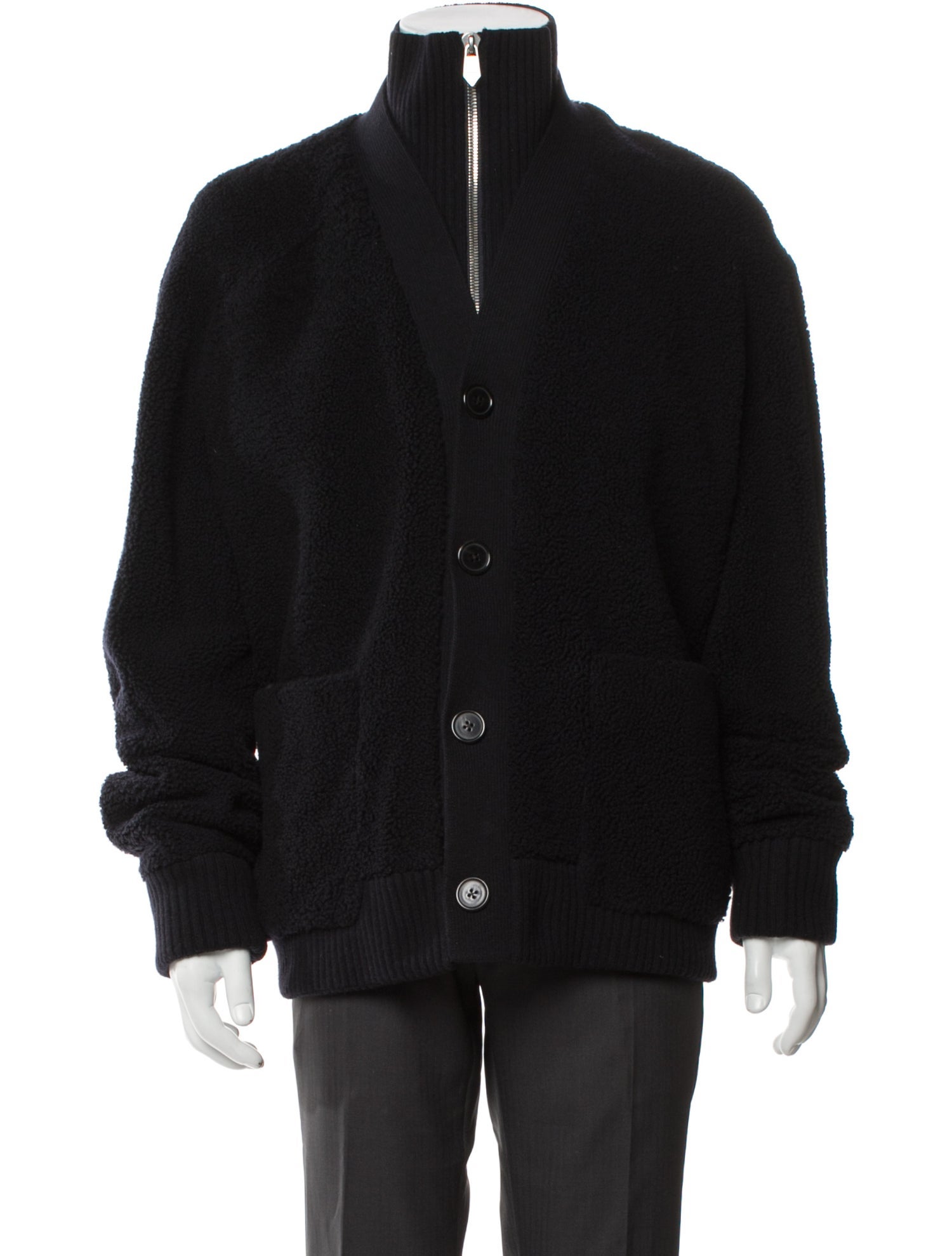 Hermès Lamb Fur Mock Neck Cardigan