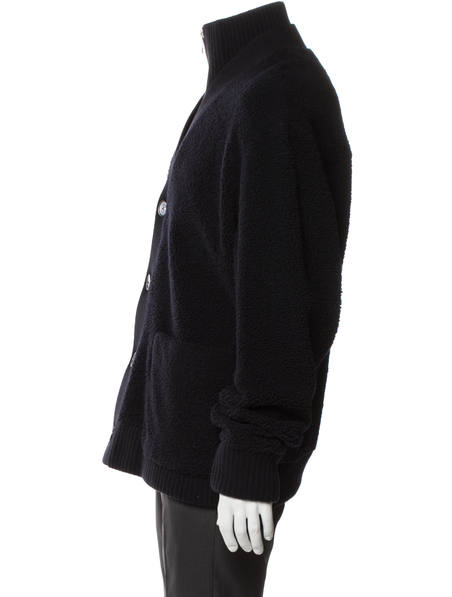 Hermès Lamb Fur Mock Neck Cardigan