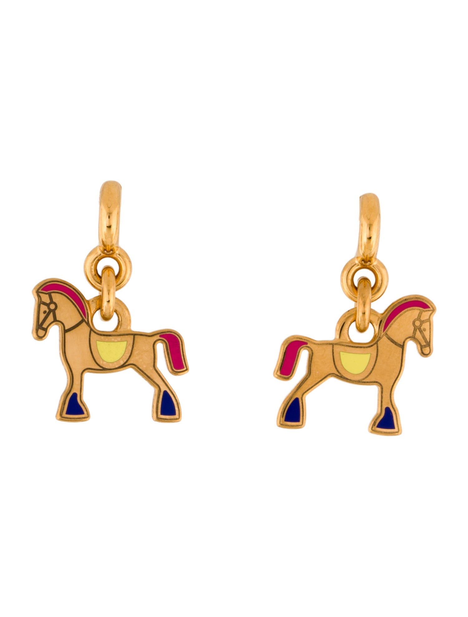 Hermès Cheval Enamel Drop Earrings