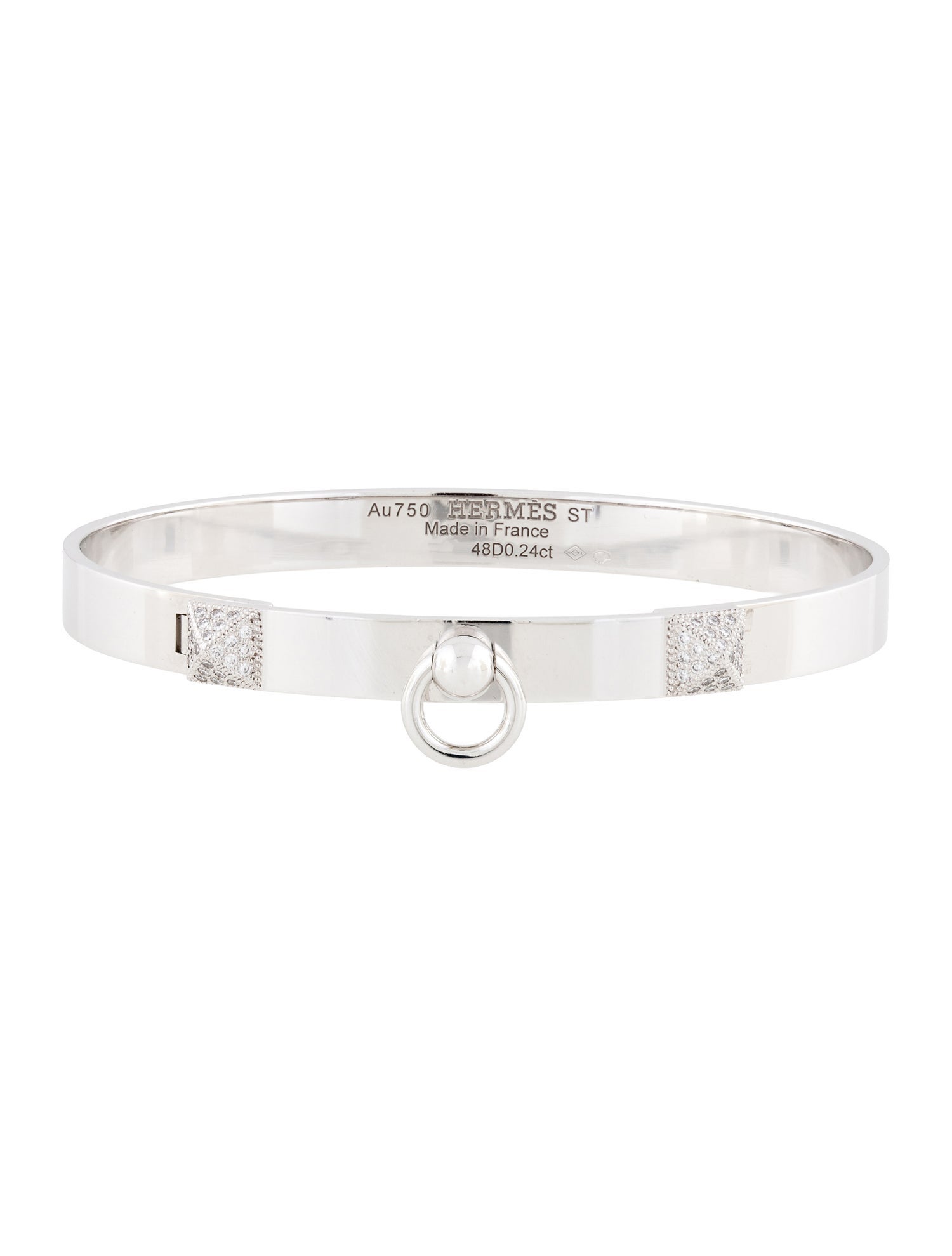 Hermès 18K Diamond Collier De Chien Small Bracelet