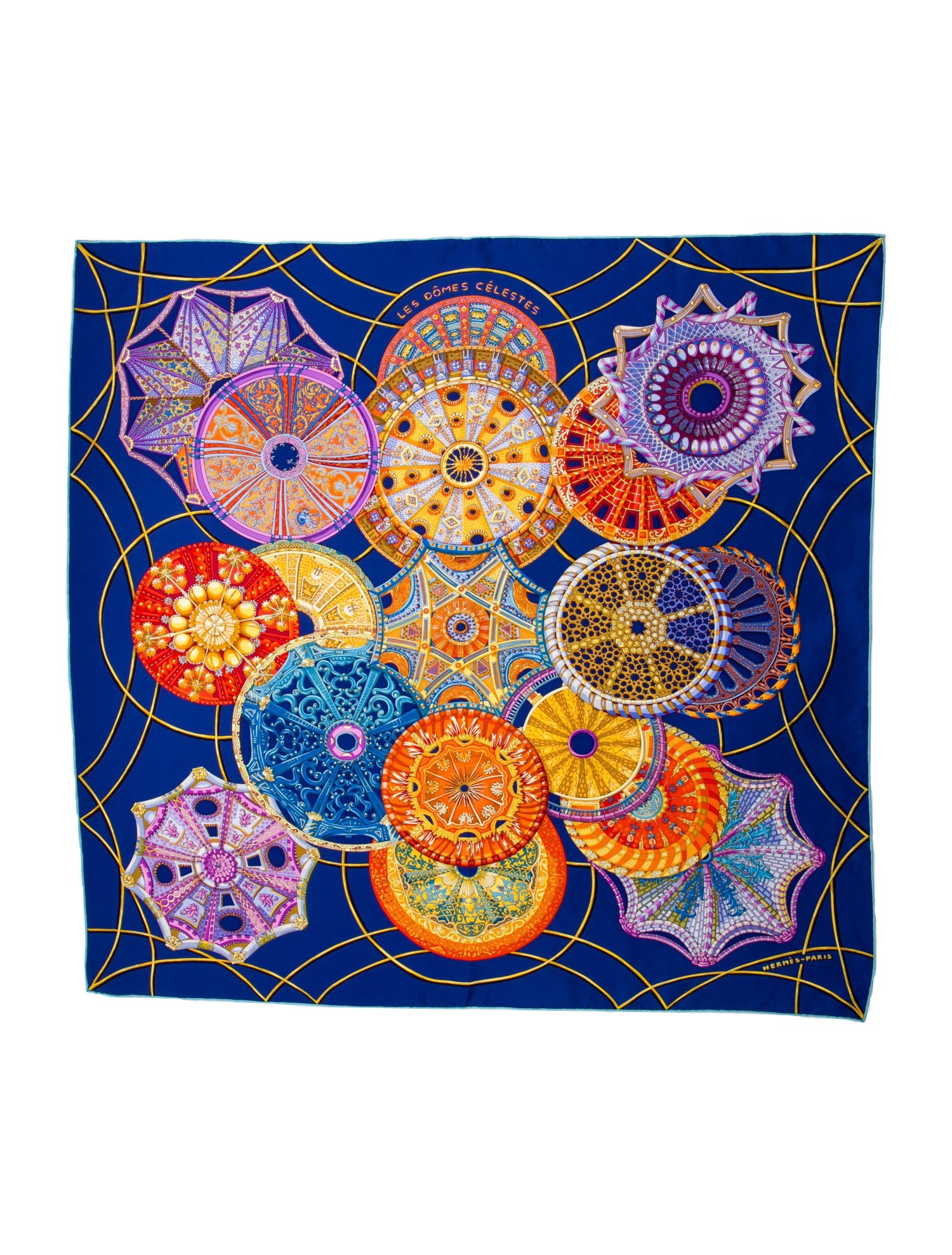 Hermès Les Domes Celeste Silk Scarf