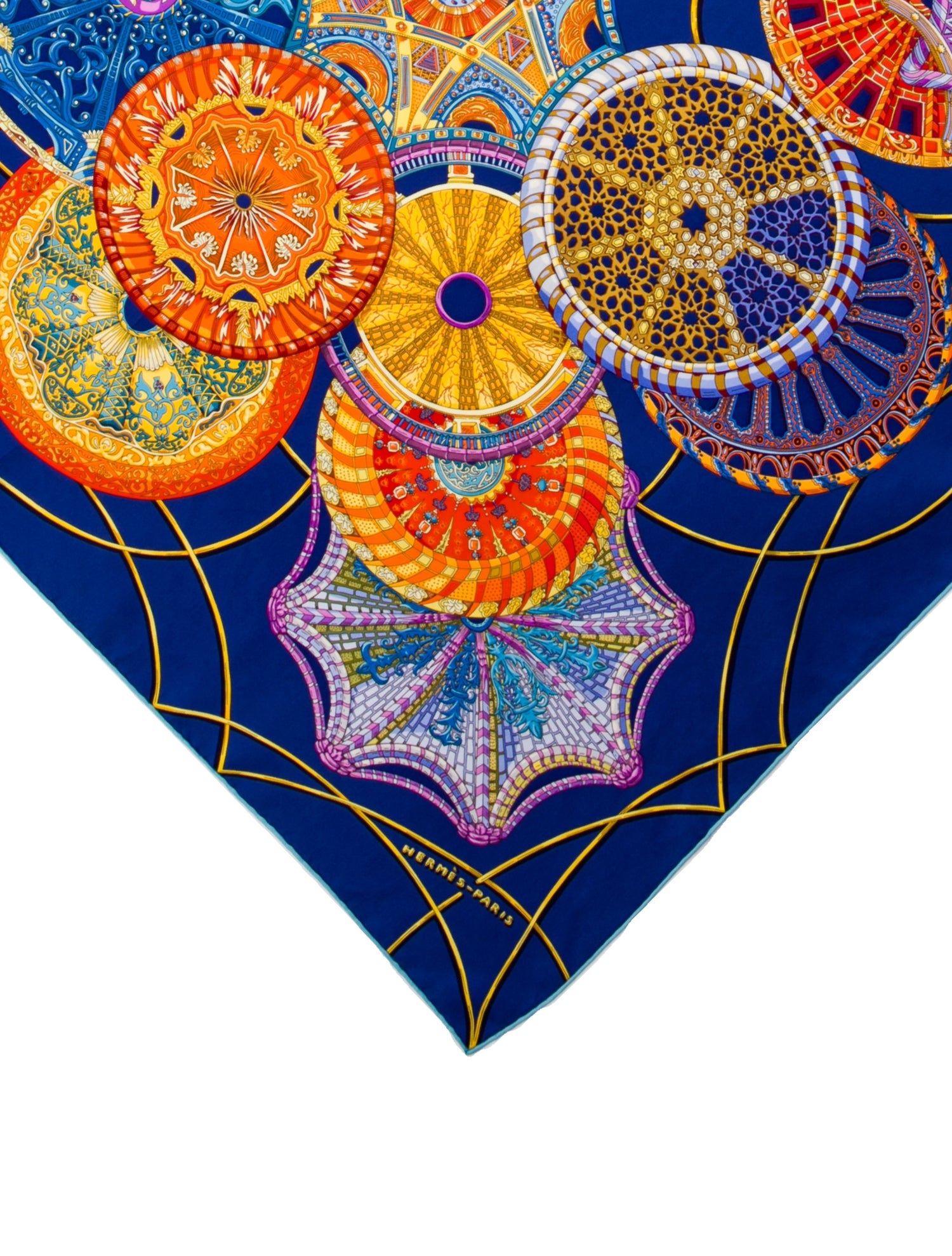 Hermès Les Domes Celeste Silk Scarf