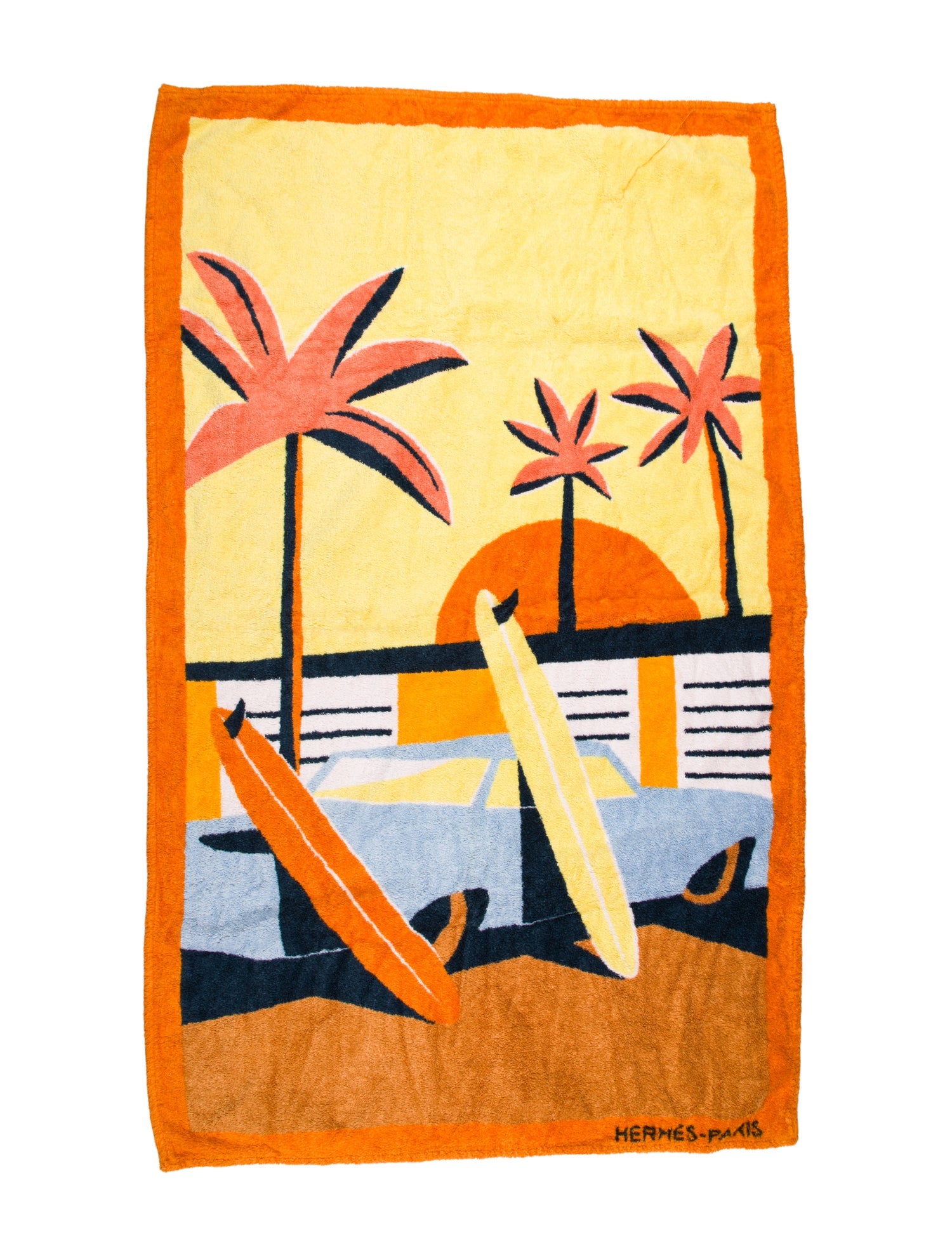 Hermès Palm Trees And Surfboards Beach Towel