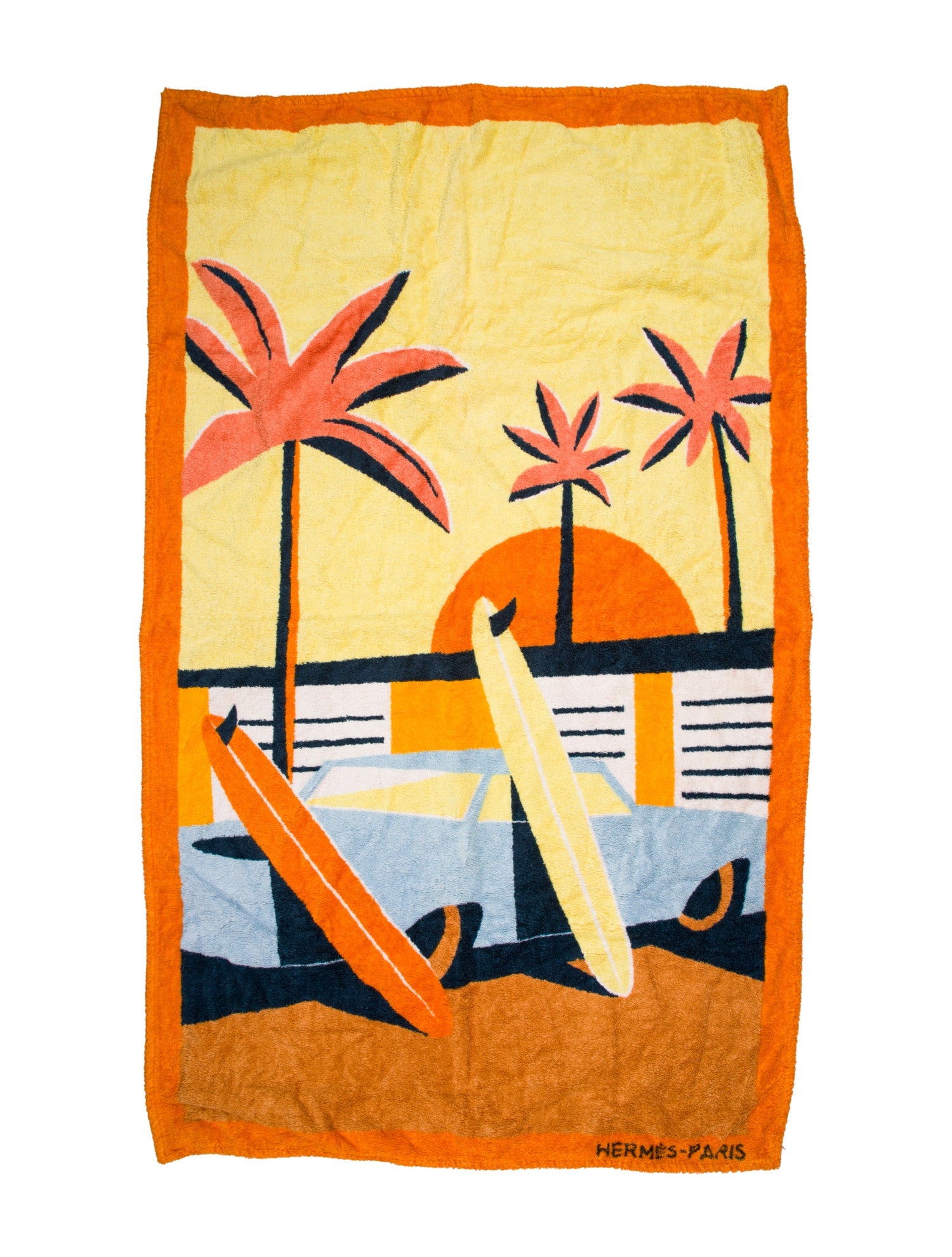 Hermès Palm Trees And Surfboards Beach Towel