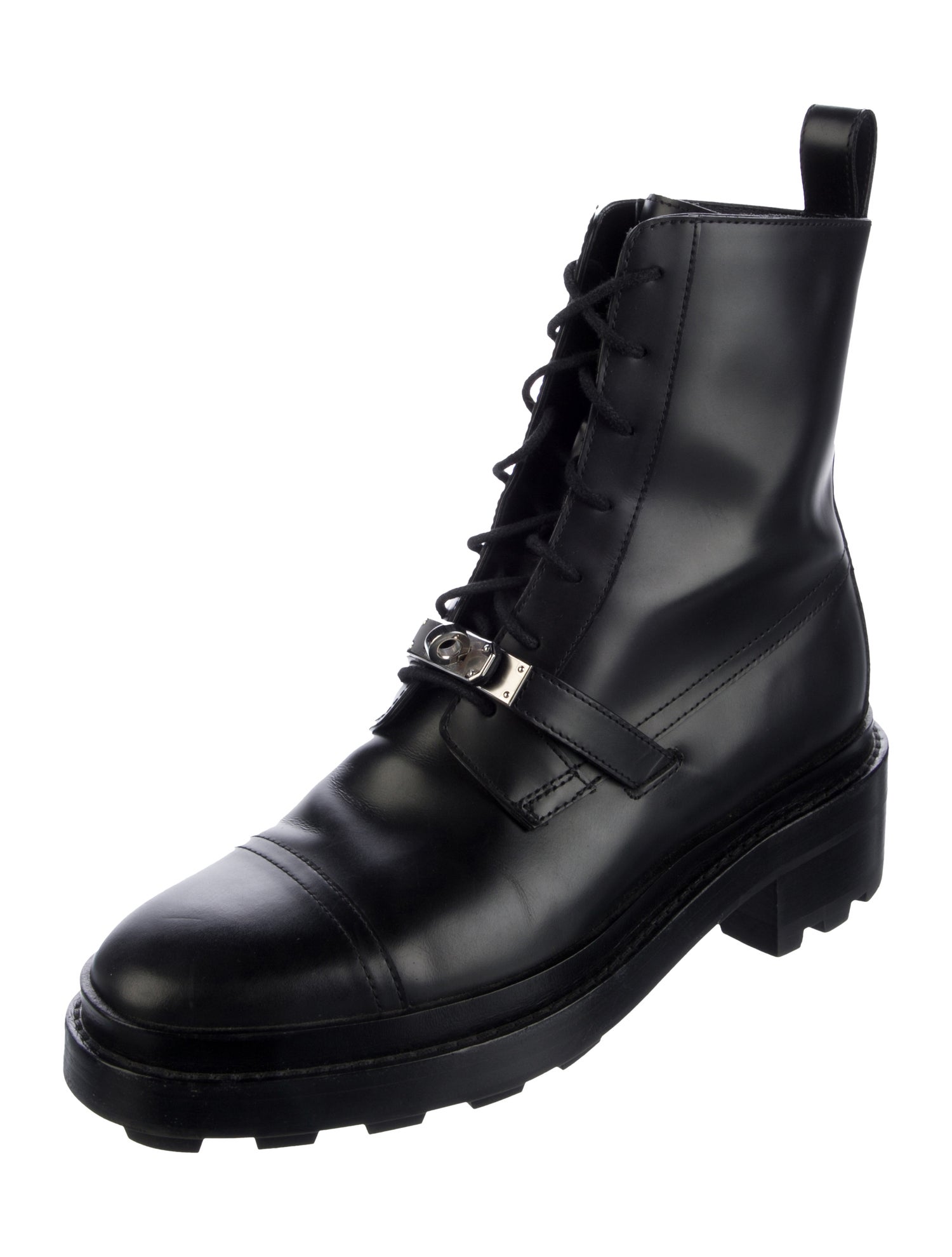 Hermès Funk Leather Combat Boots