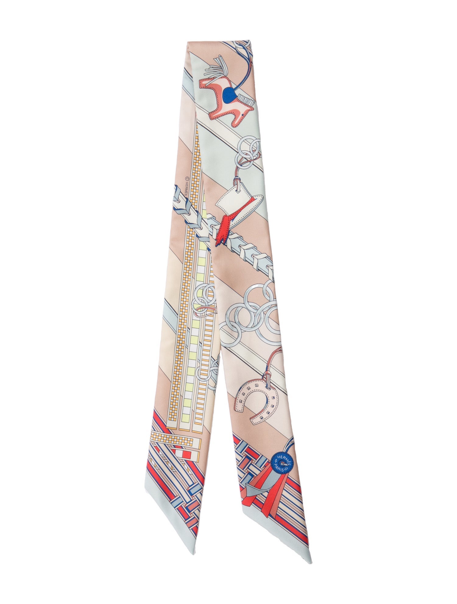 Hermès Brides Et Gris Gris Silk Twilly Scarf