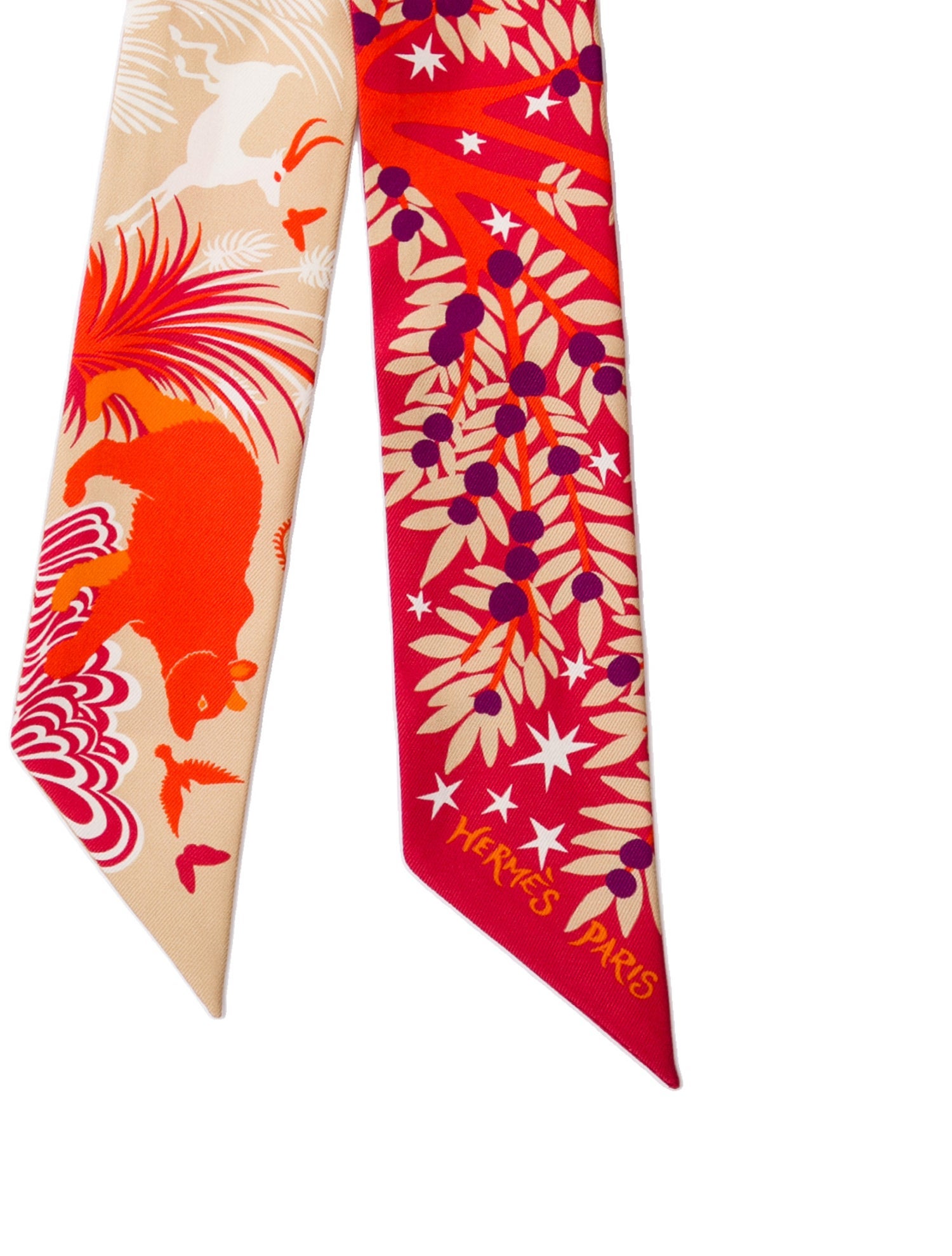 Hermès Sous Le Charme D'Orphee Silk Twilly Scarf