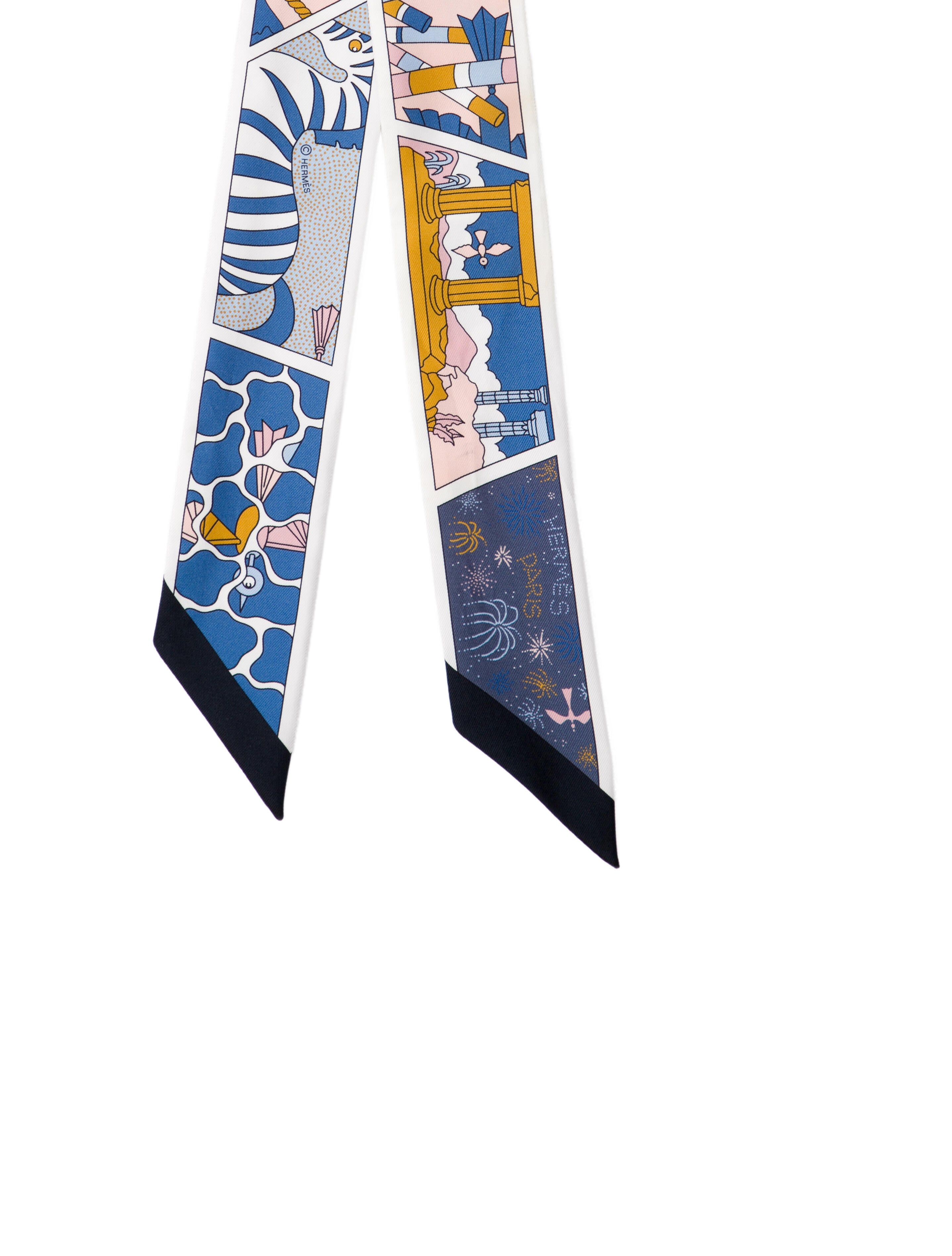 Hermès Bouquets Sellier Silk Twilly Scarf