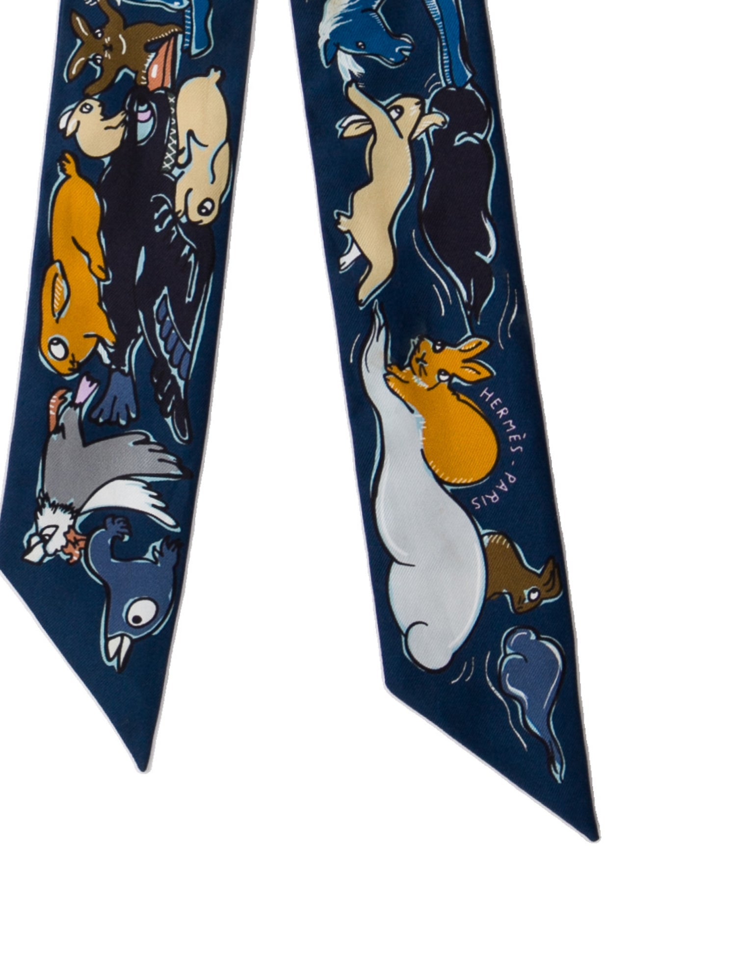 Hermès Mille et un Lapins Silk Twilly Scarf