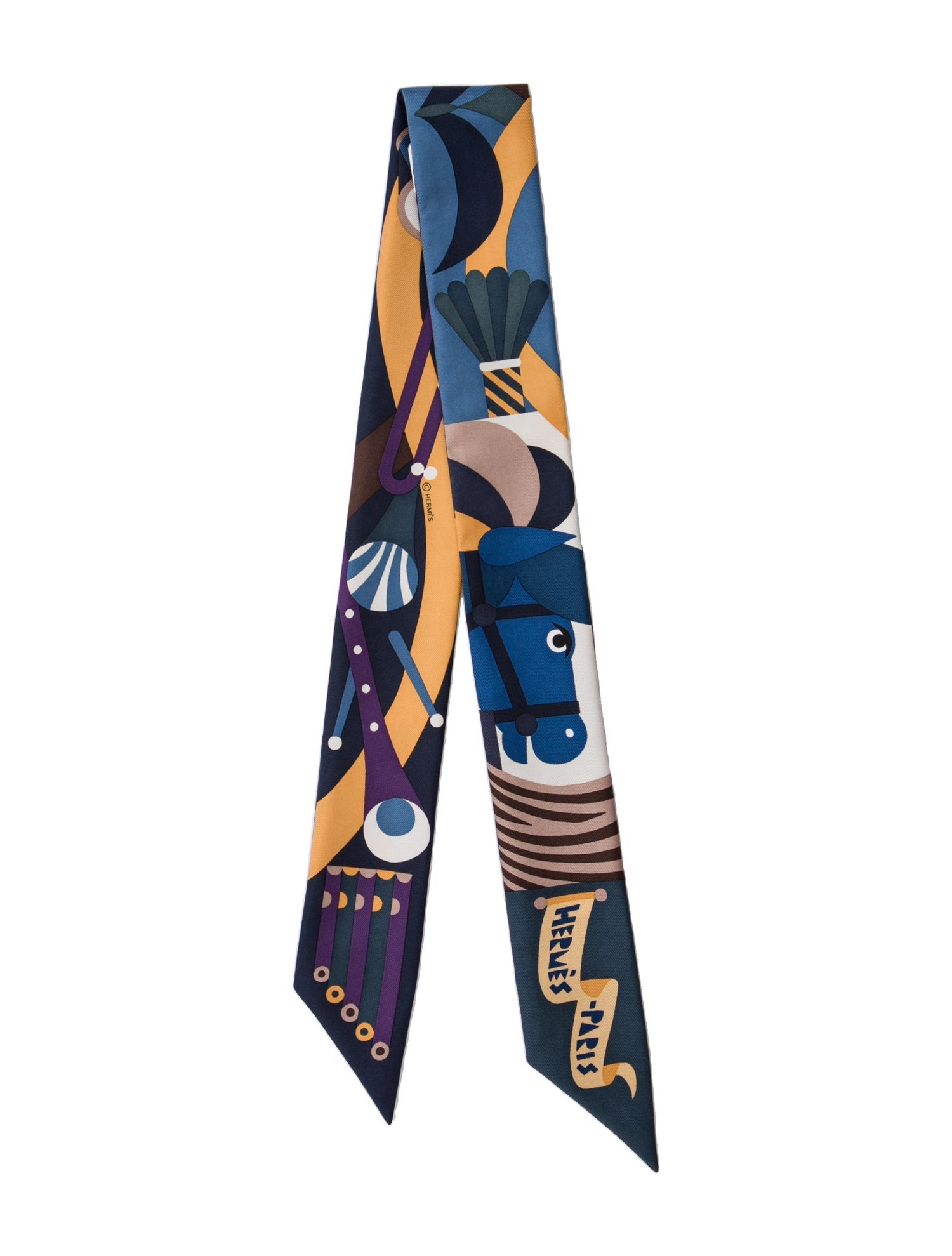 Hermès Parade en Fanfare Silk Twilly Scarf Silk Twilly Scarf w/ Tags