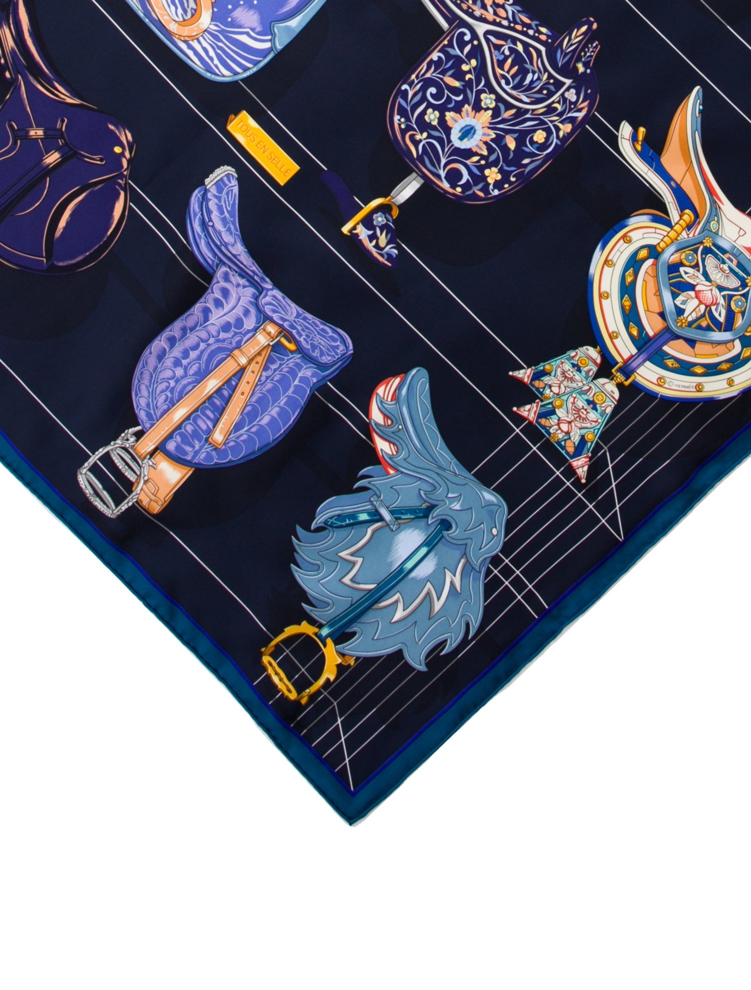 Hermès Tous en Selle Silk Scarf