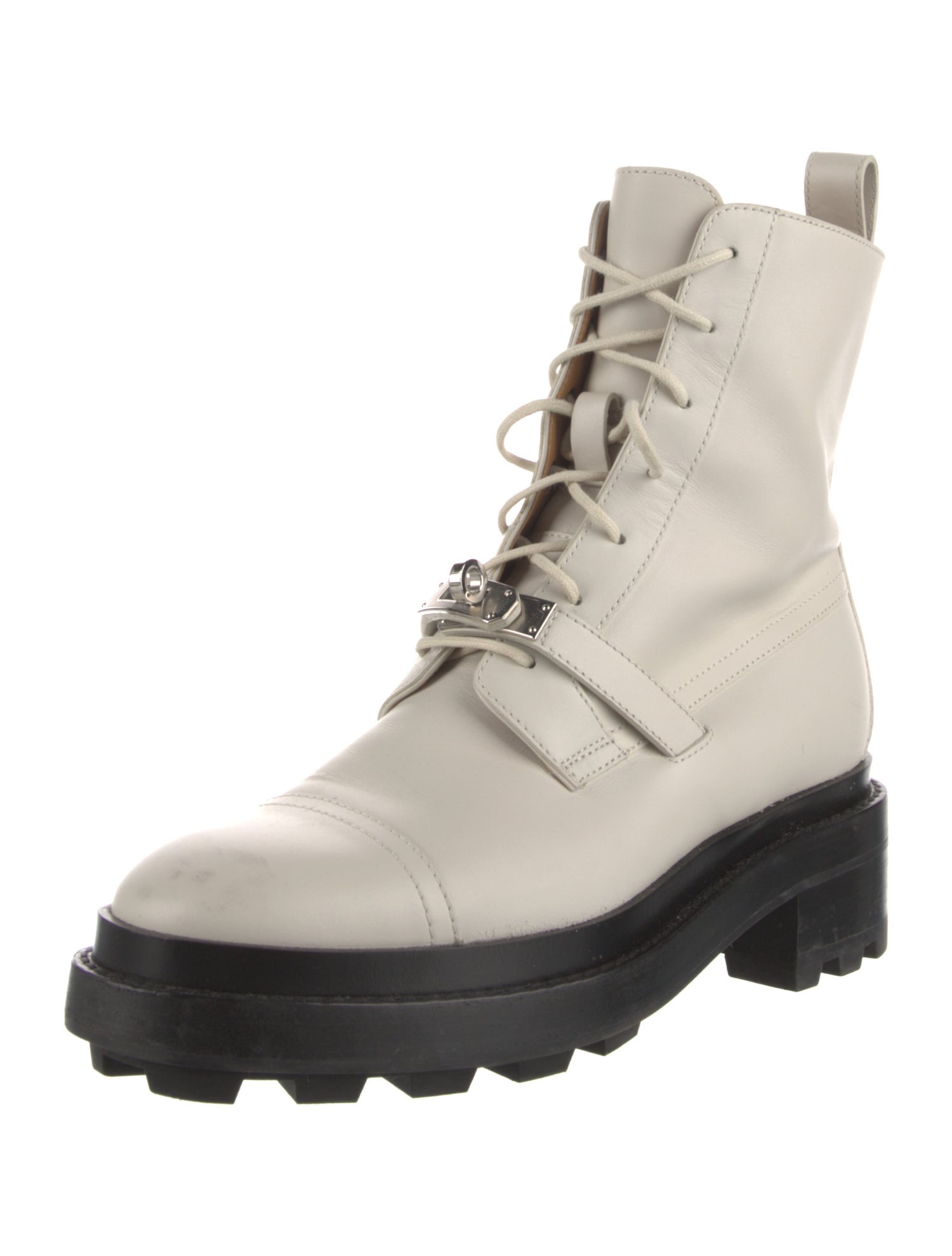 Hermès Funk Leather Combat Boots