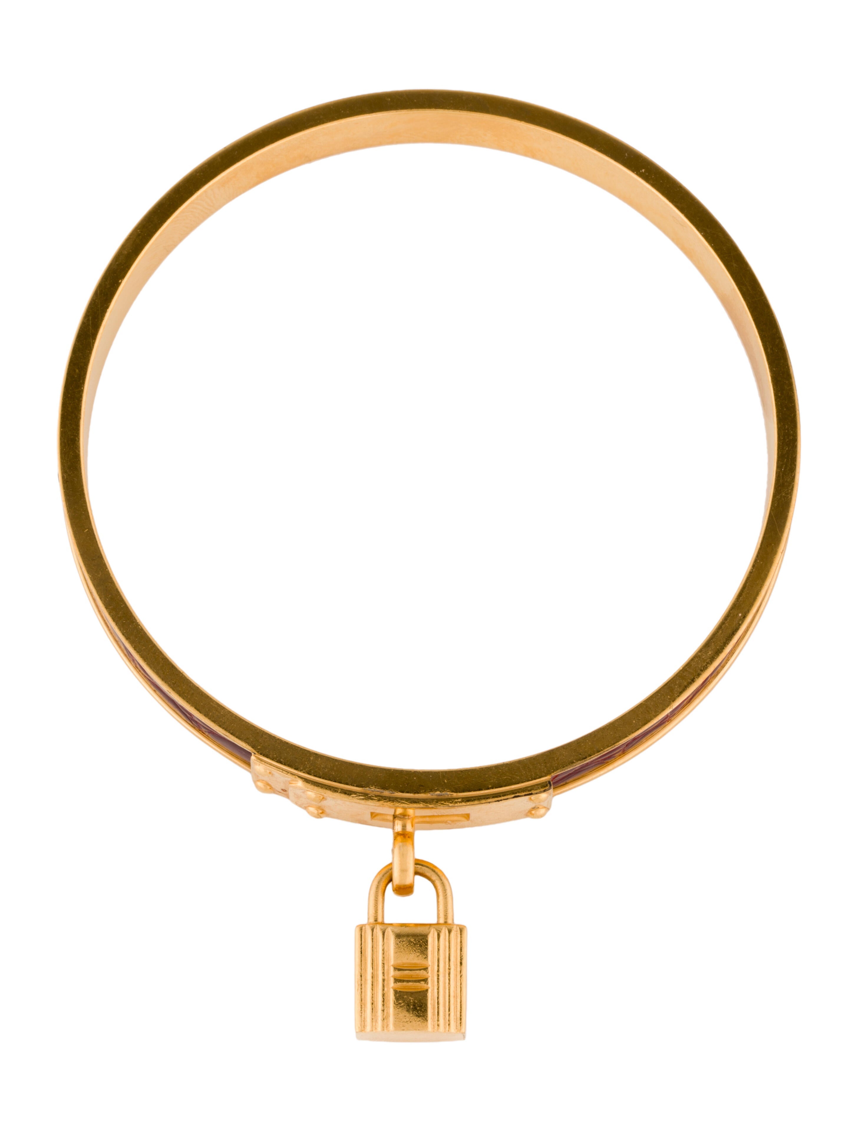 Hermès Vintage Crocodile Leather Kelly Cadena Charm Bangle Bracelet