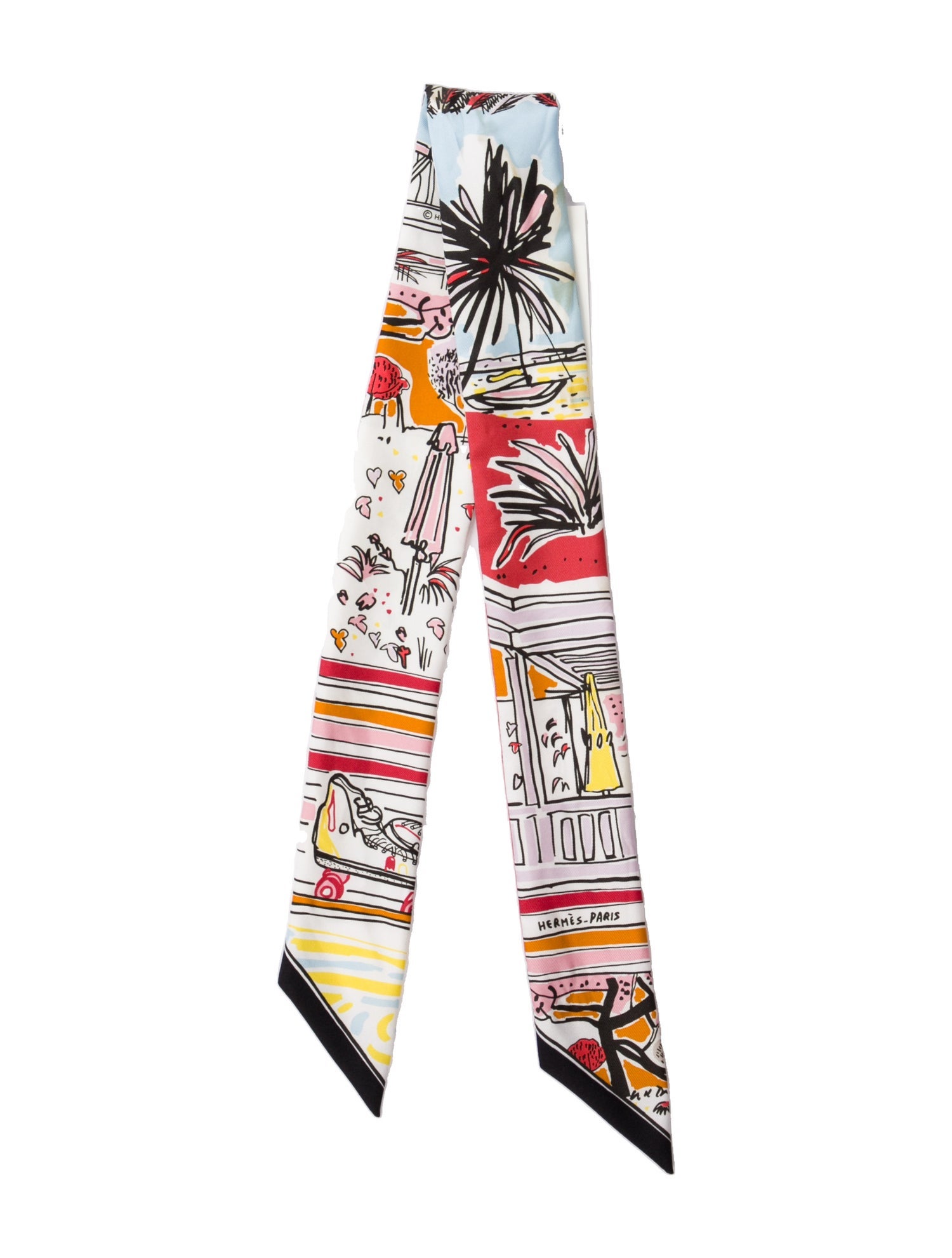 Hermès Rayures d'Ete Silk Twilly Scarf