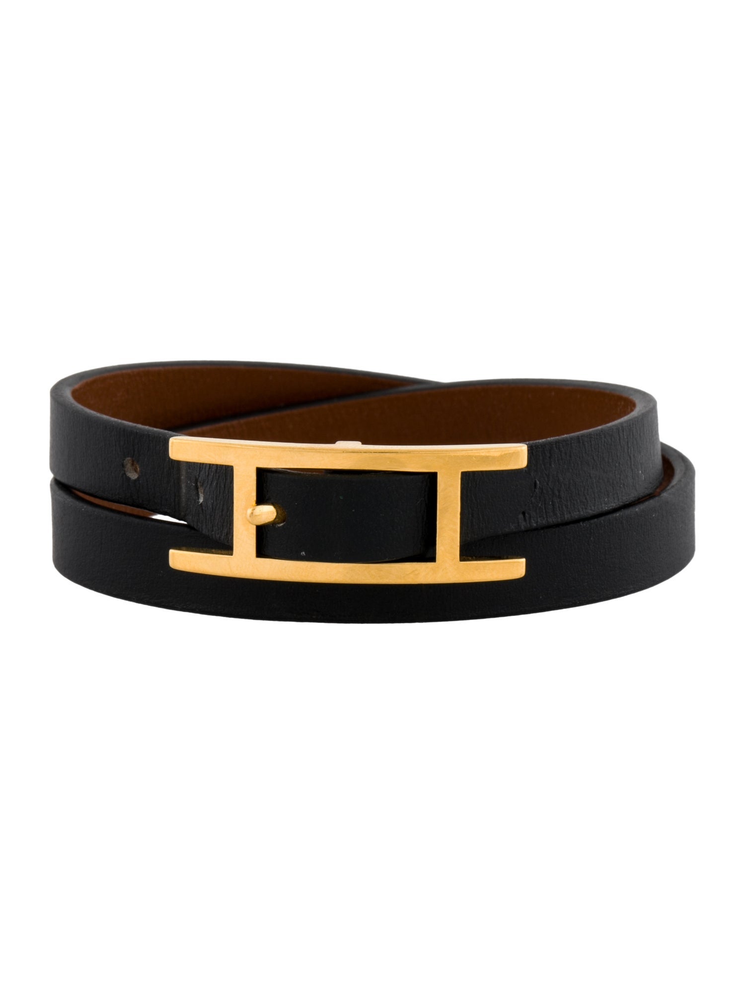 Hermès Leather Behapi Double Tour Wrap Bracelet