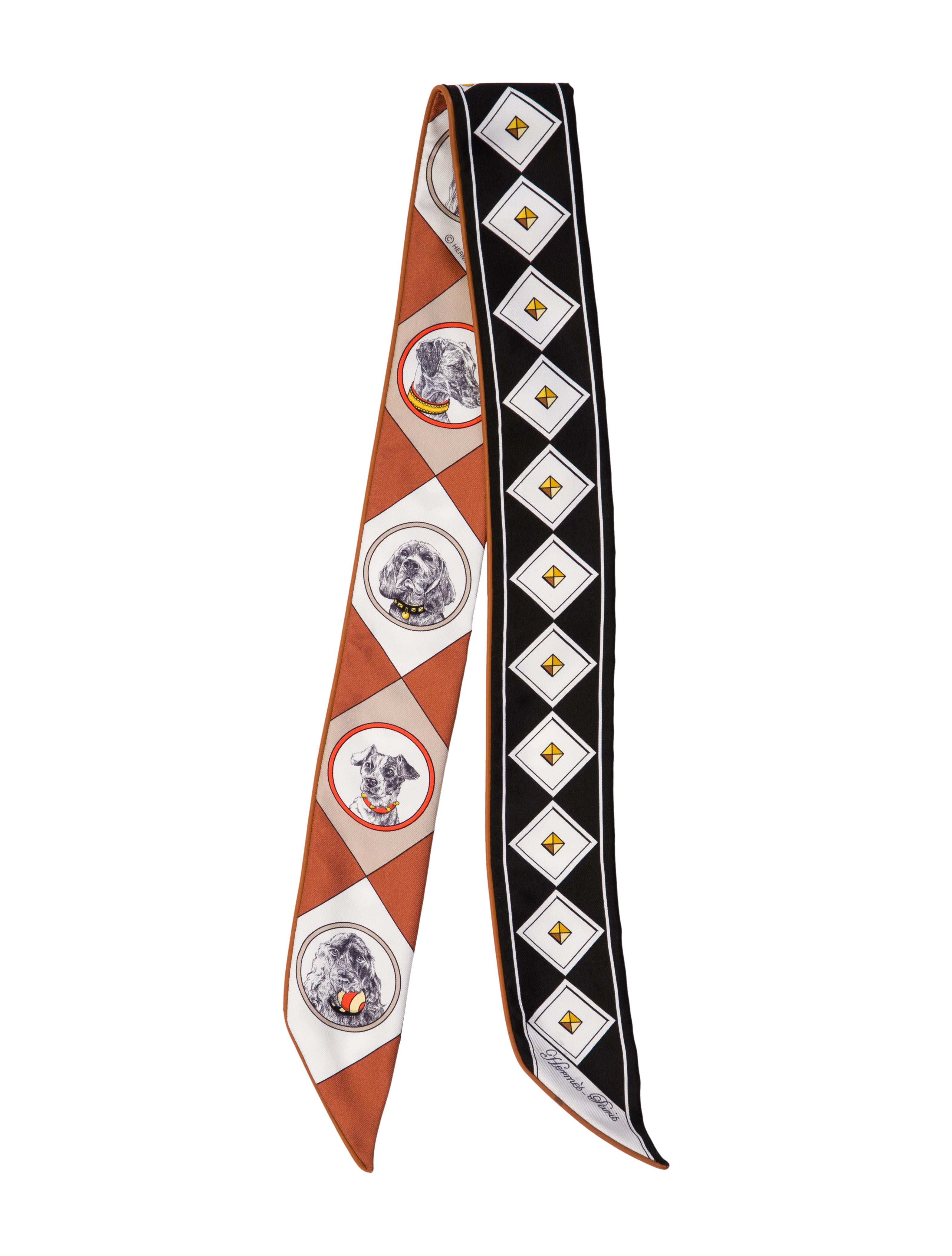 Hermès Colliers Et Chiens Silk Twilly Scarf Silk Twilly Scarf w/ Tags