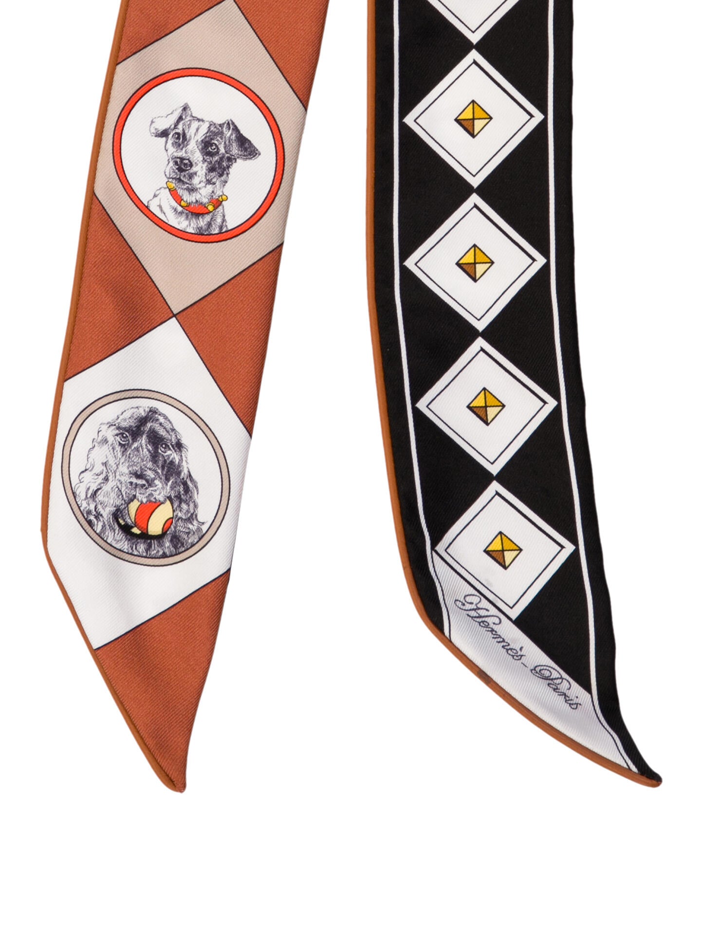 Hermès Colliers Et Chiens Silk Twilly Scarf Silk Twilly Scarf w/ Tags