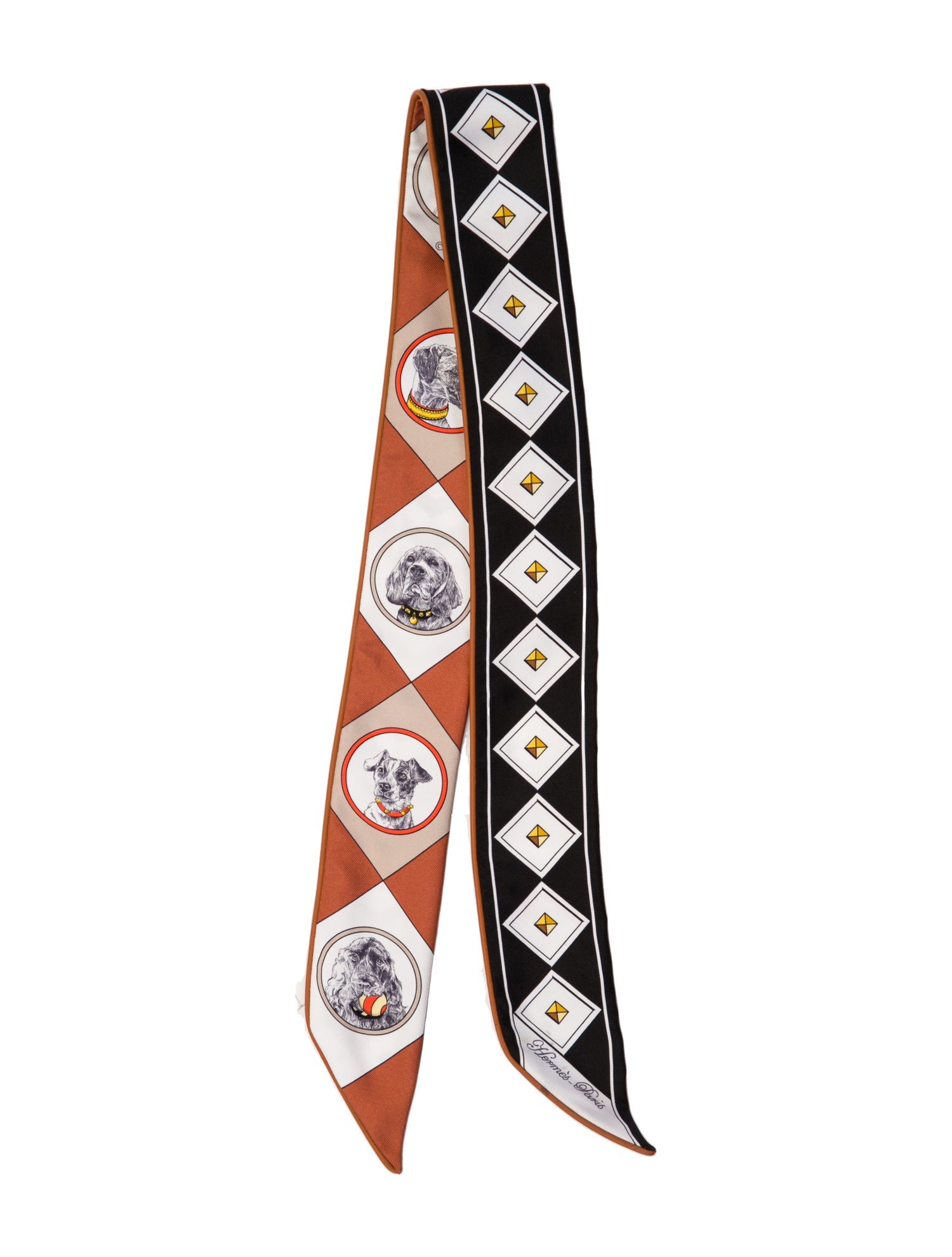 Hermès Colliers et Chiens Forever Silk Twilly Scarf Silk Twilly Scarf w/ Tags