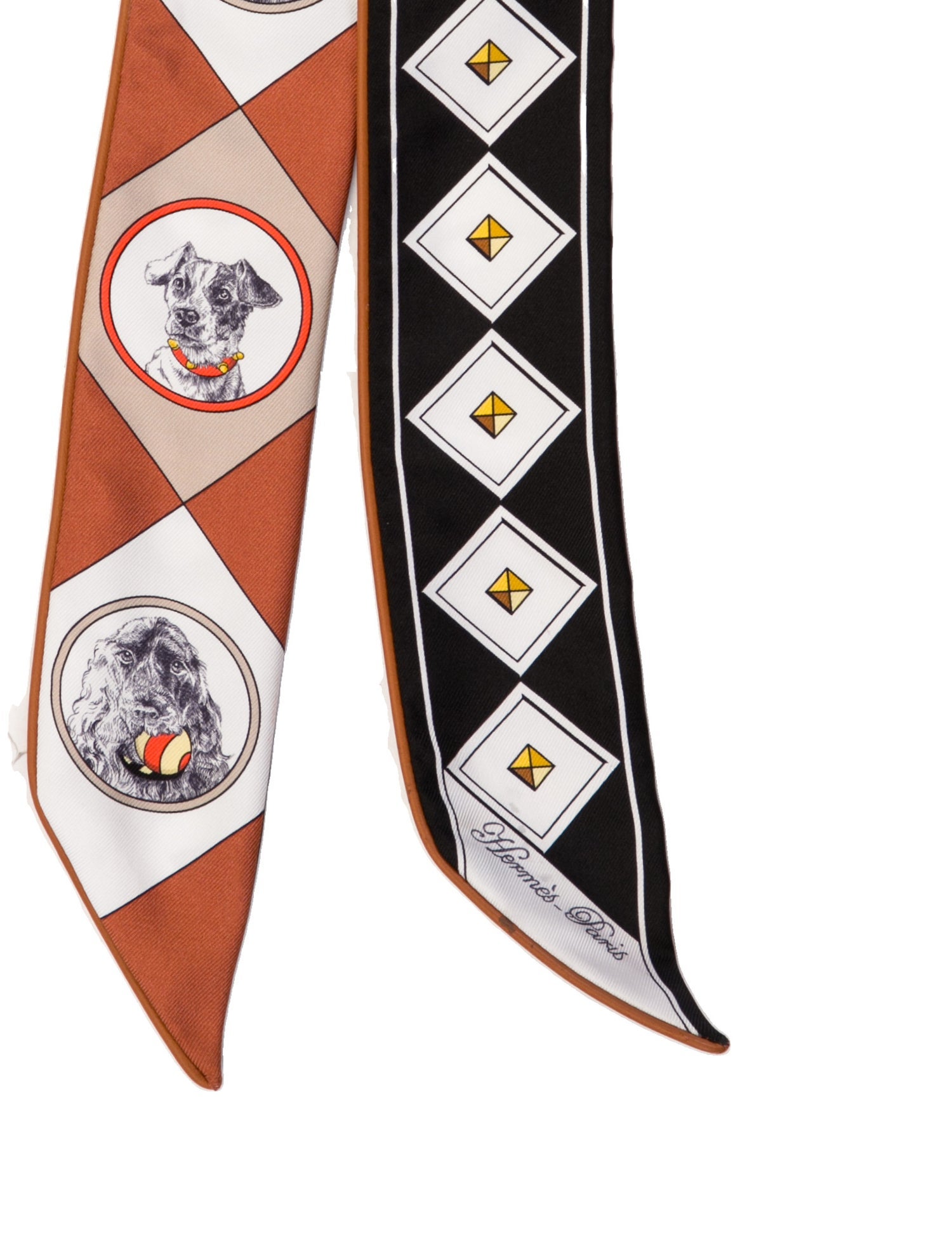 Hermès Colliers et Chiens Forever Silk Twilly Scarf Silk Twilly Scarf w/ Tags